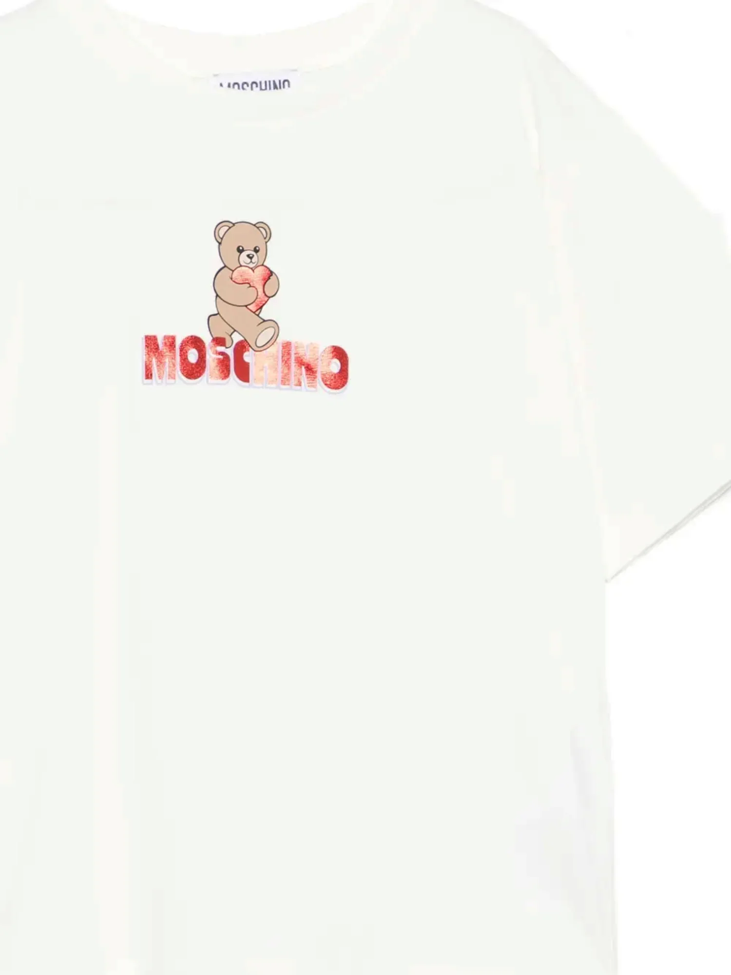 Moschino Kids Maxi T-Shirt Panna con Logo Teddy Bear per Bambine