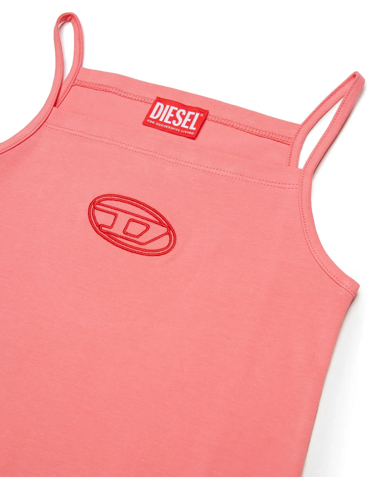 Diesel Kids Abito Corallo con Logo Oval-D per Bambine
