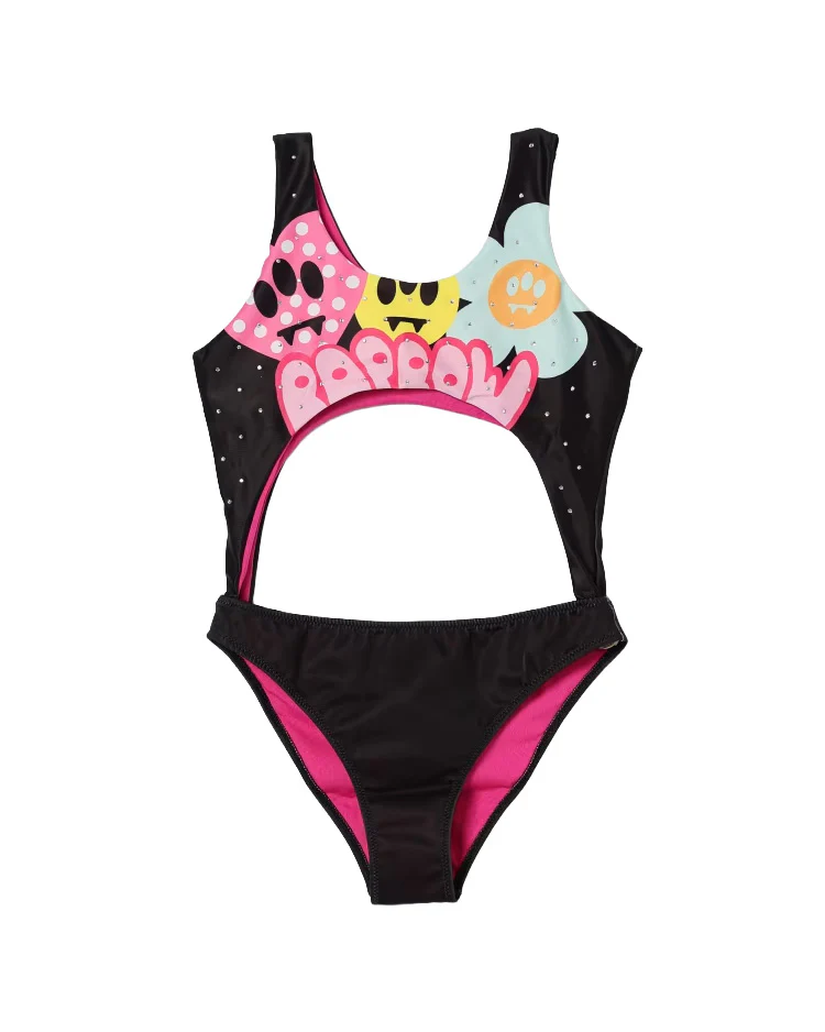Barrow Kids Costume Intero Nero Fantasia Logo per Bambine