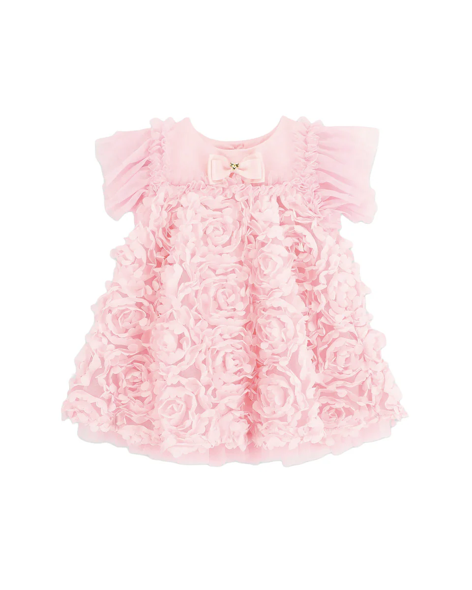 Angel's Face Kids Pennie Abito Rosa con Applicazioni Rose per Neonate