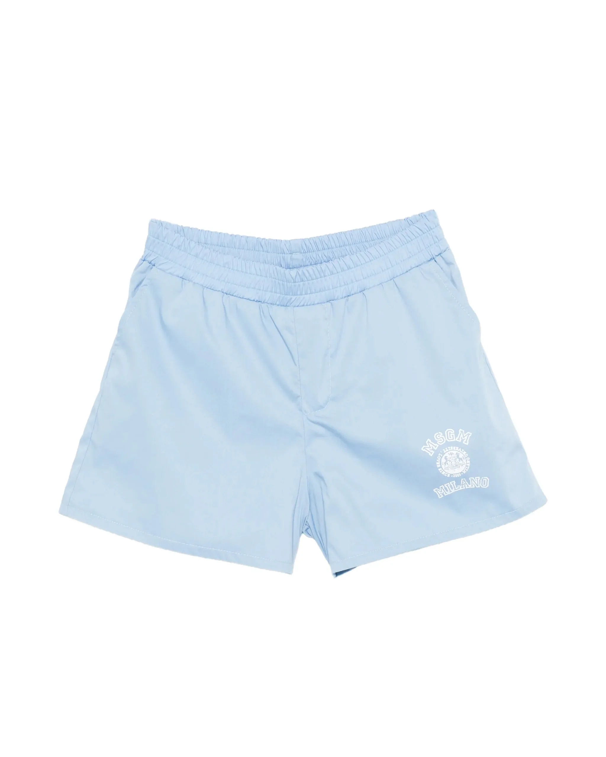Msgm Kids Short Celeste con Logo Stampato per Bambine