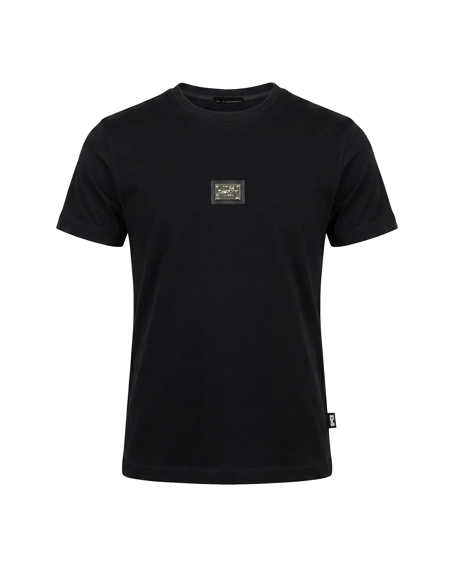 Daniele Alessandrini Kids T-Shirt Nero con Targhetta Logo per Bambini