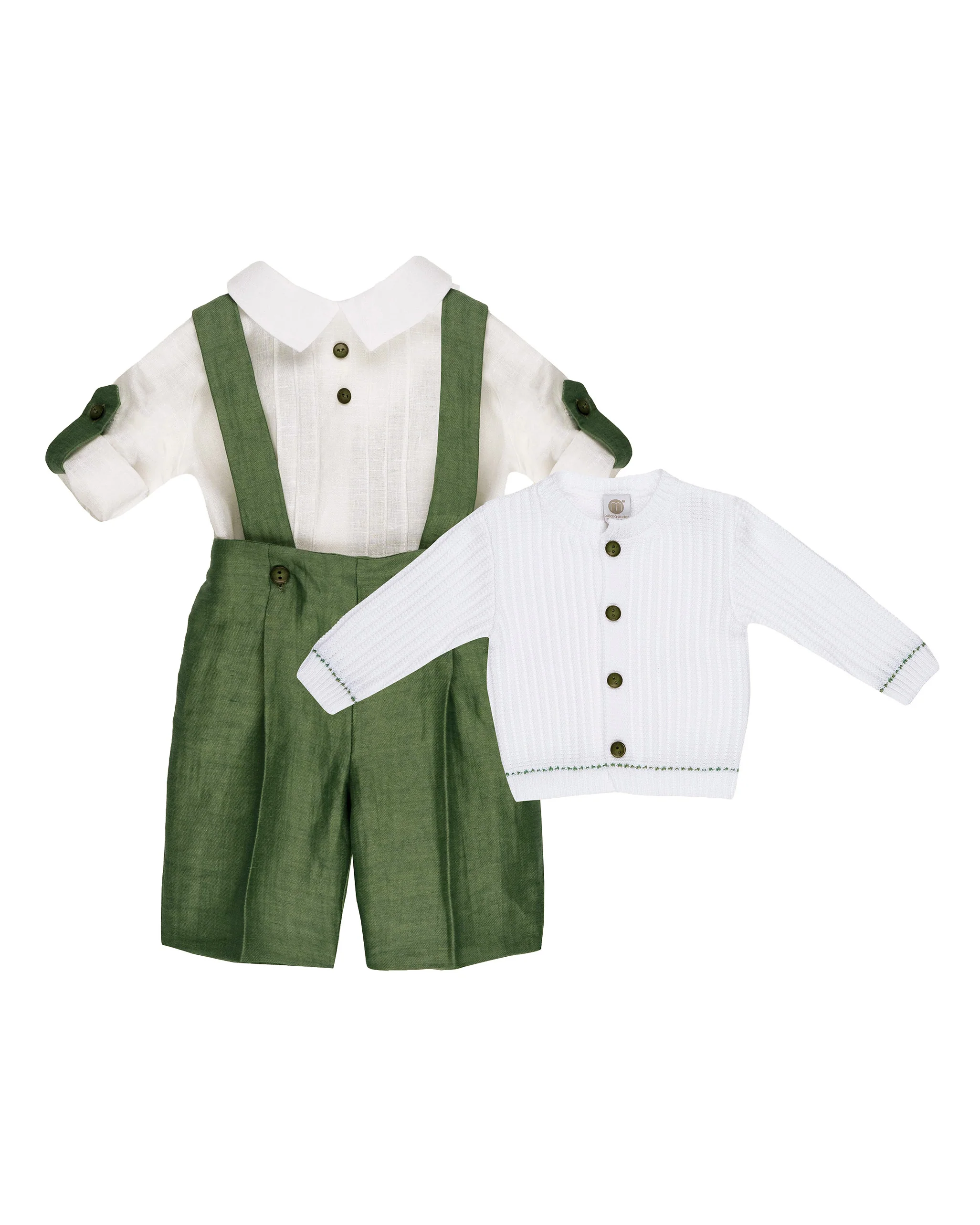 Completo 4pz Marlù Bianco/Verde per Neonati