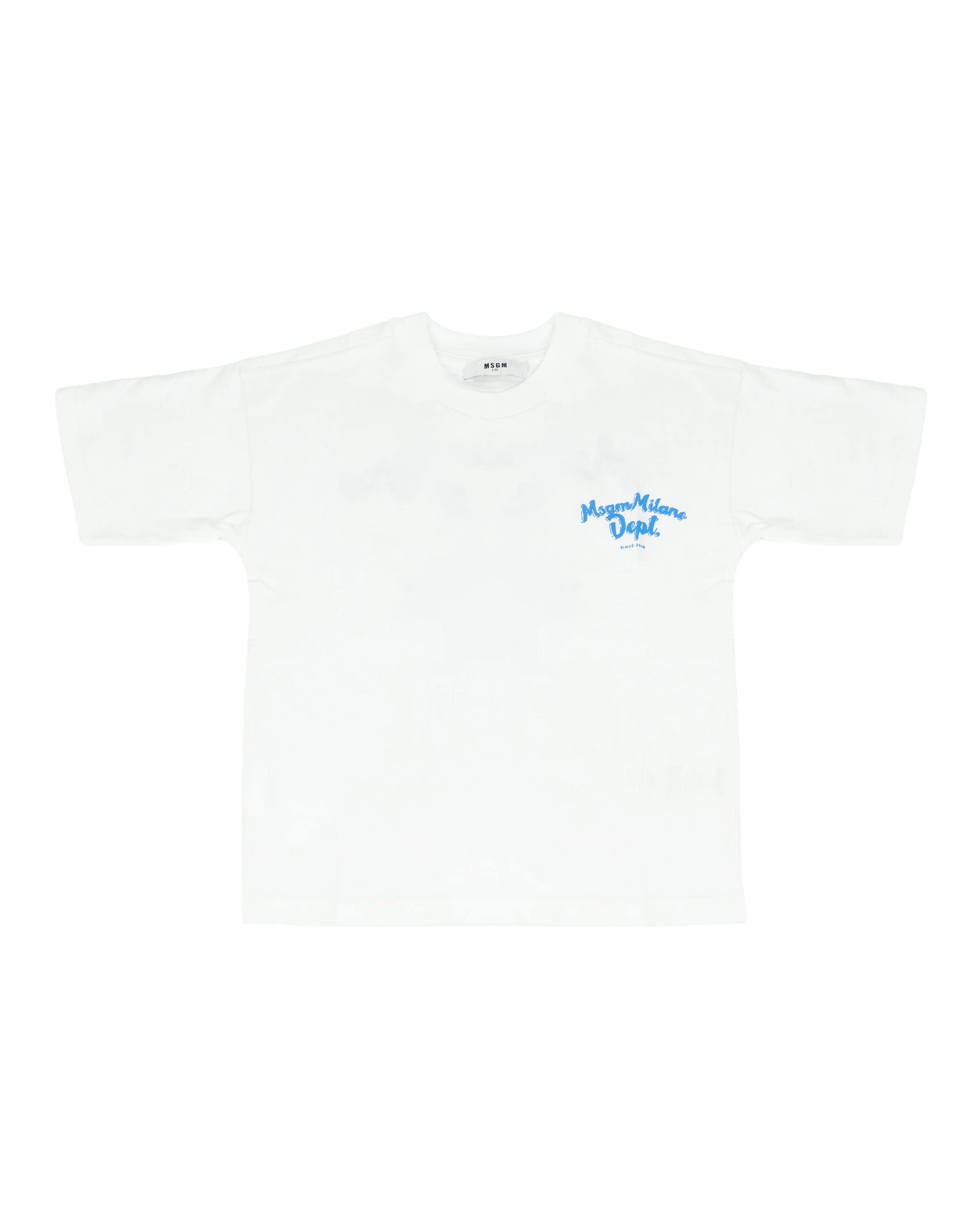 Msgm Kids T-Shirt Bianco con Logo Stampato a Contrasto per Bambini