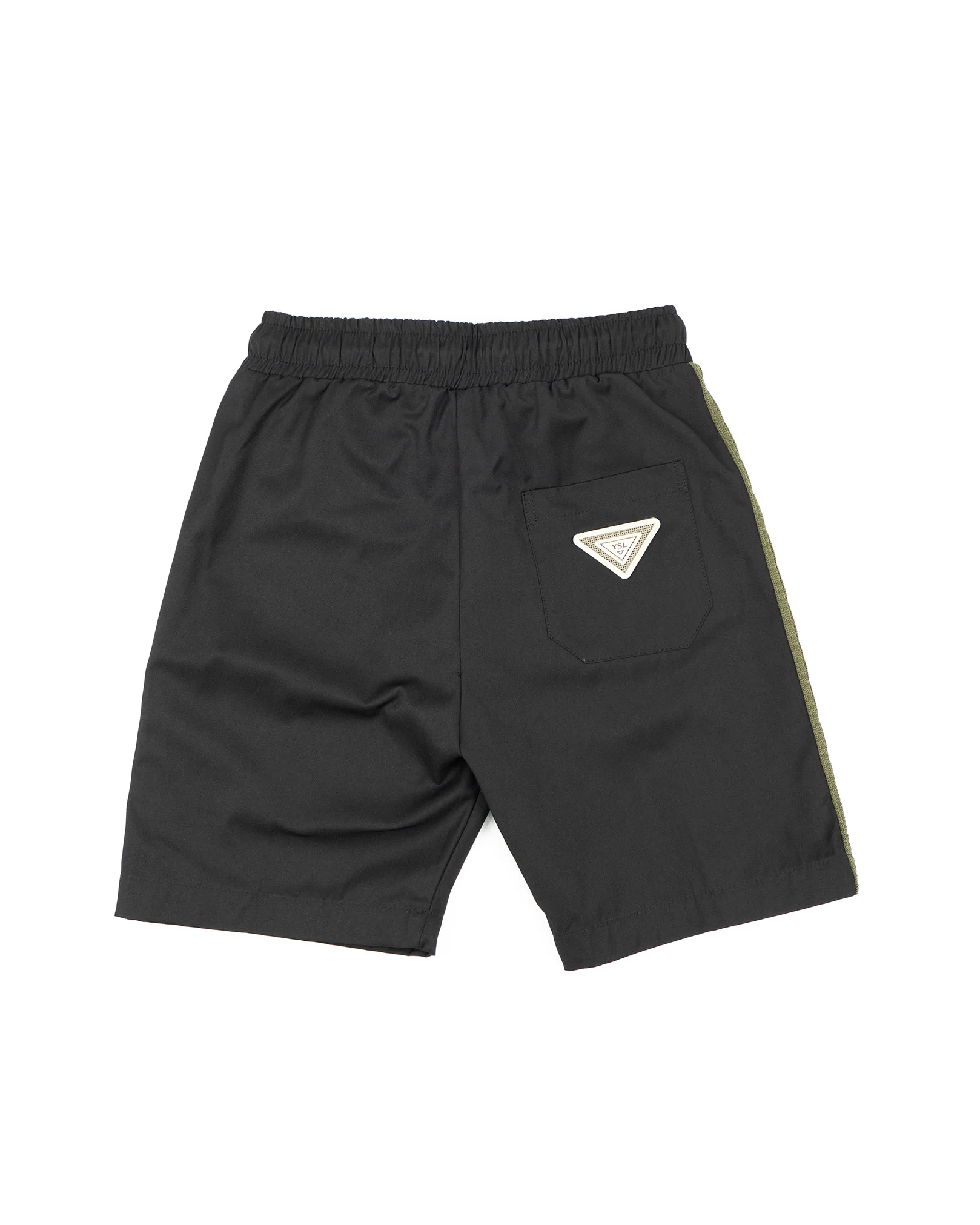 Yes London Kids Bermuda Nero con Dettaglio Ricamo Verde Laterale e Applicazione Logo sul Retro per Bambini