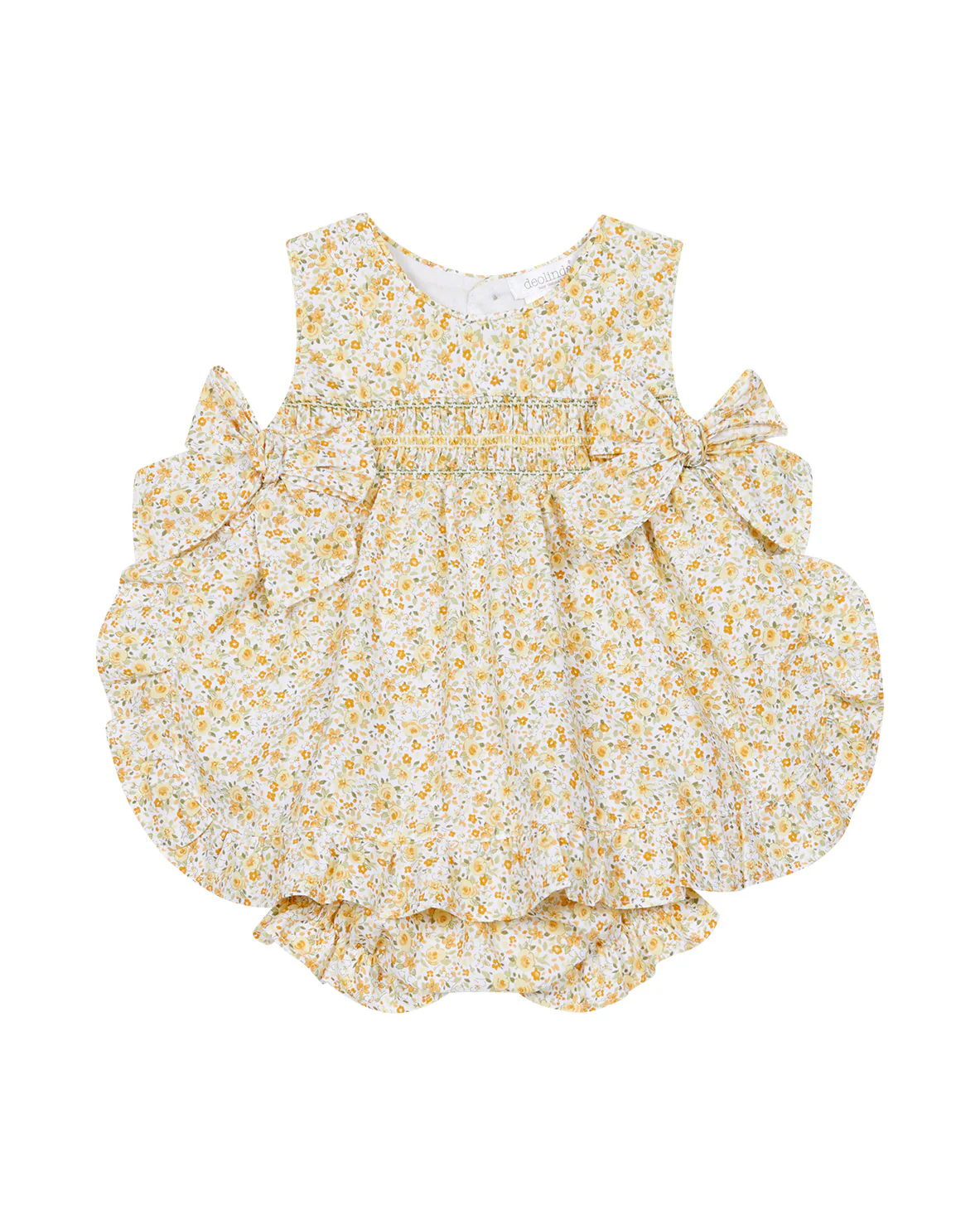 Deolinda Kids Abito + Mutandina Paglierino Fantasia Fiori per Neonate