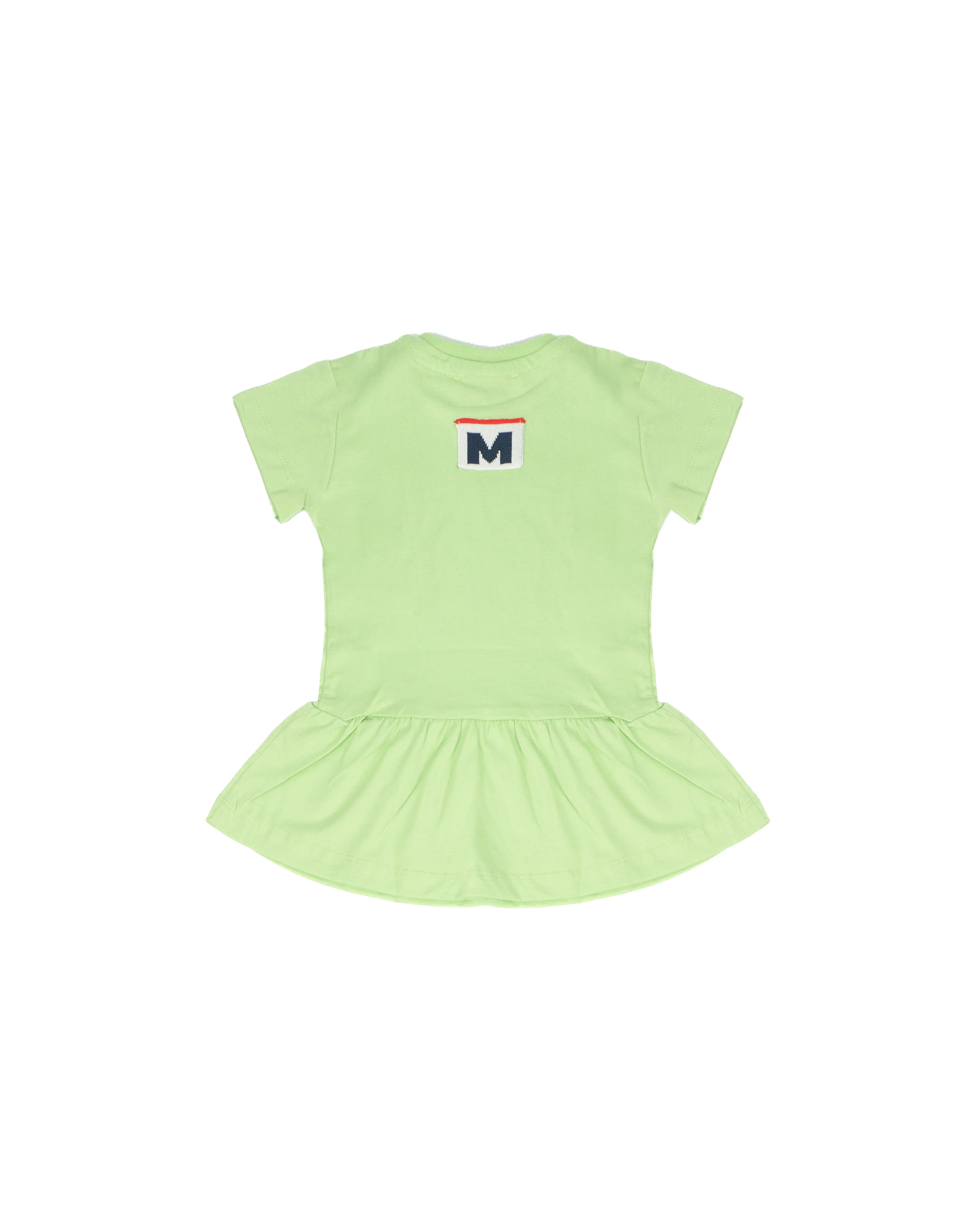 Msgm Kids Abito Verde con Stampa Logo per Neonati