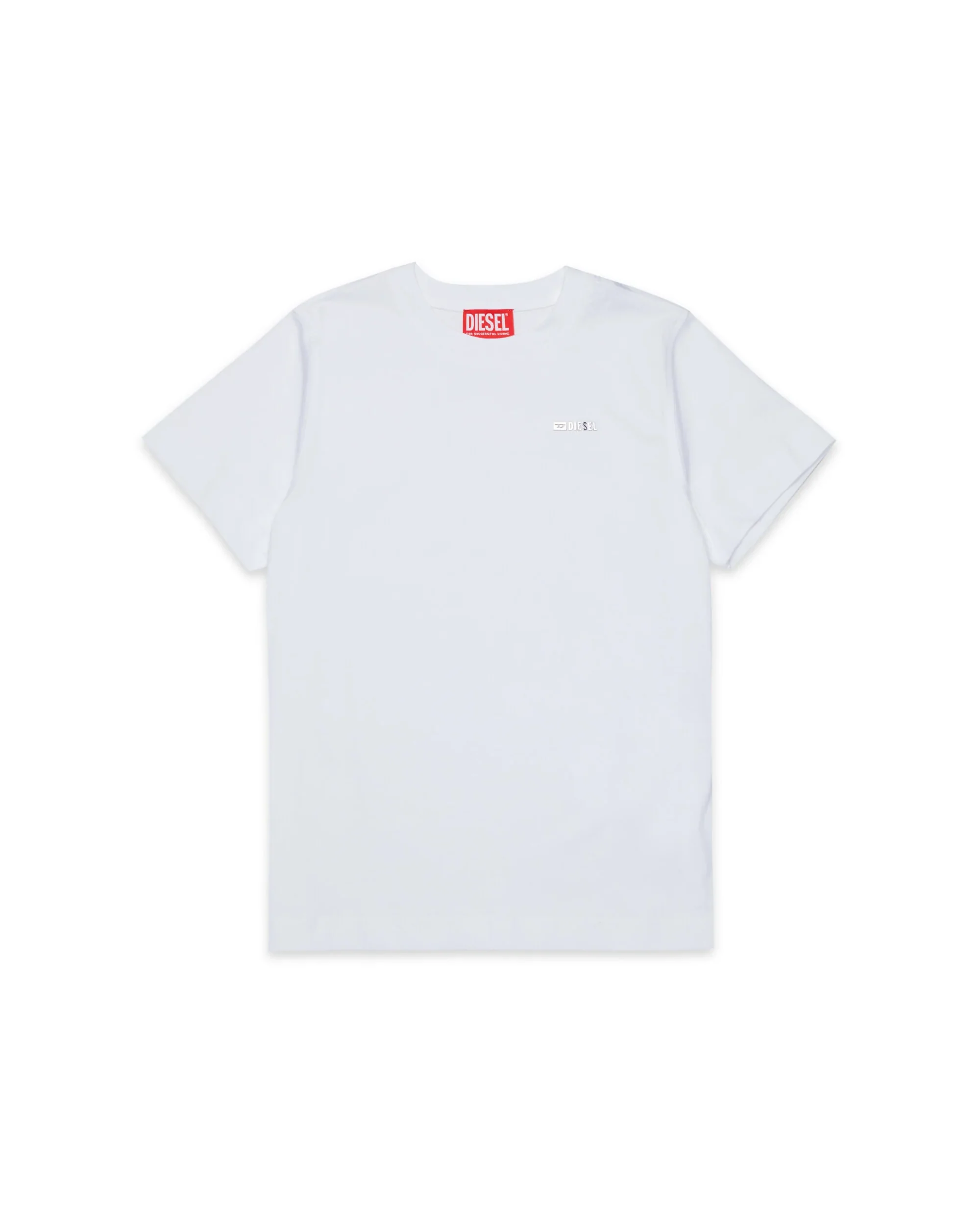 Diesel Kids T-shirt Bianca con Dettaglio Logo Metallico Unisex per Bambini
