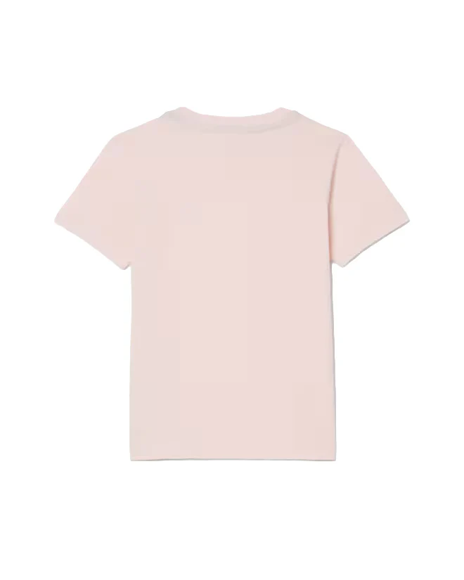 Lacoste Kids T-Shirt Rosa con Ricamo Logo per Bambine