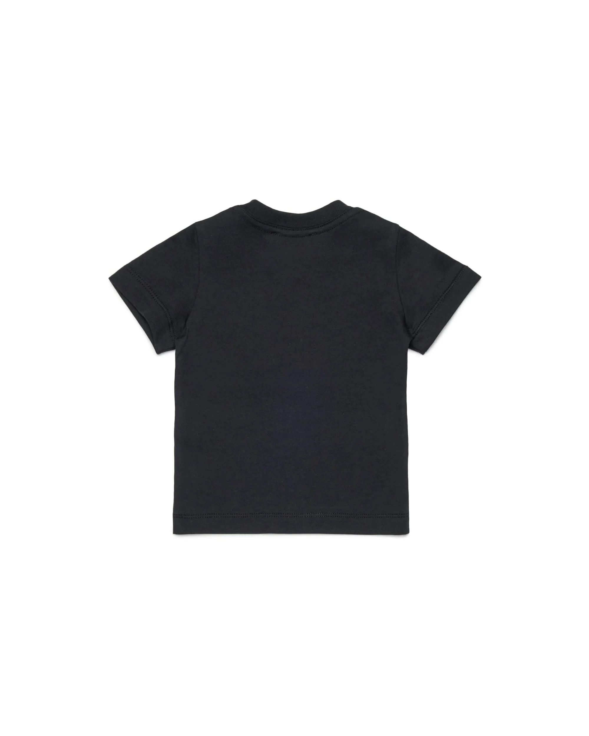Dsquared2 Kids T-shirt Nera con Stampa Logo Foglio D'acero con Bottoni Apertura Spalla per Neonati