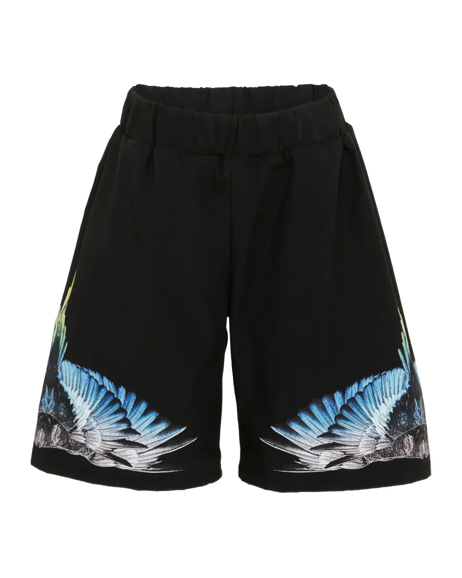 Marcelo Burlon County of Milan Kids Bermuda Nero con Stampa per Bambini