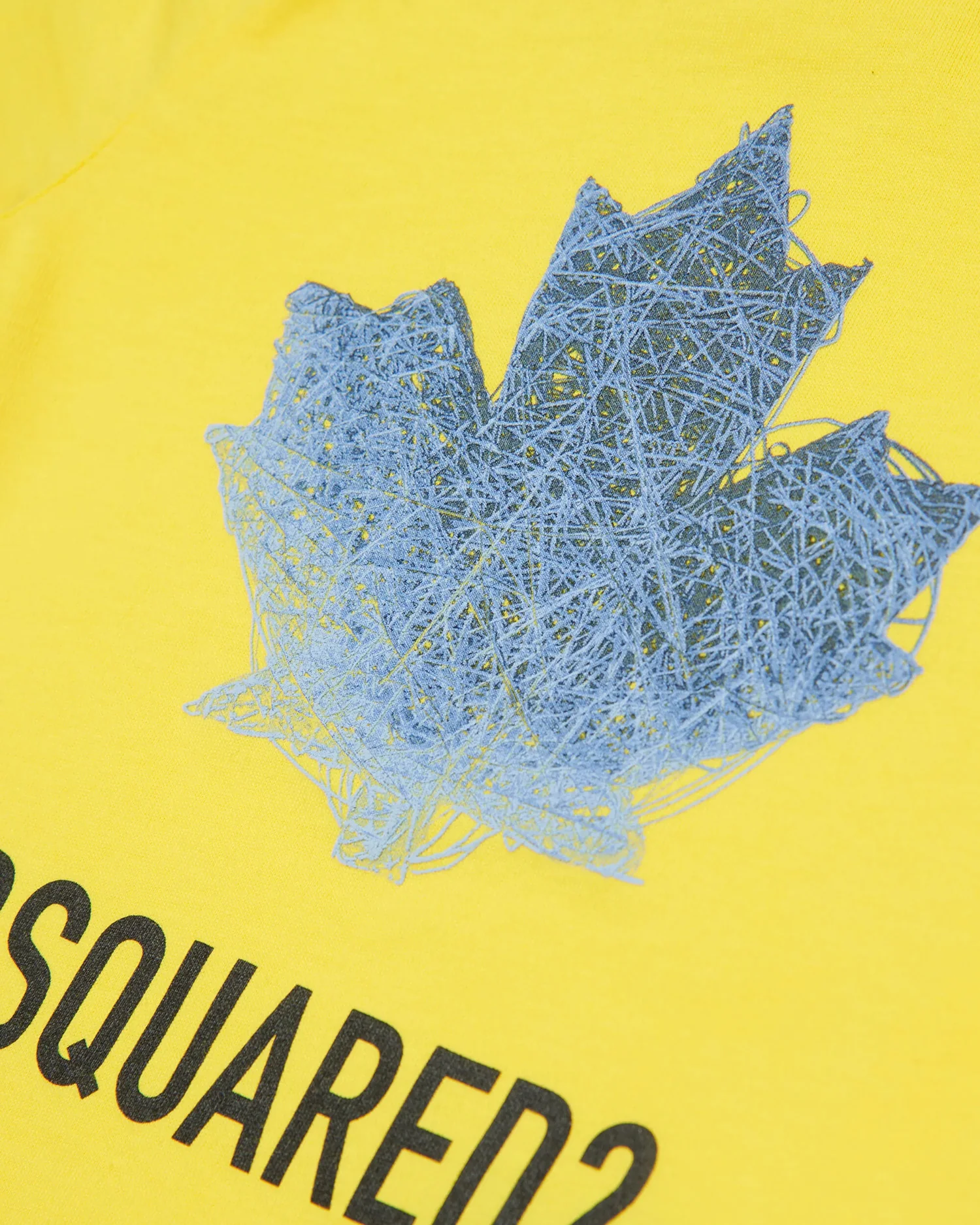 Dsquared2 Kids T-Shirt Gialla con Stampa Logo Foglio D'acero con Apertura Bottoni Spalla per Neonati