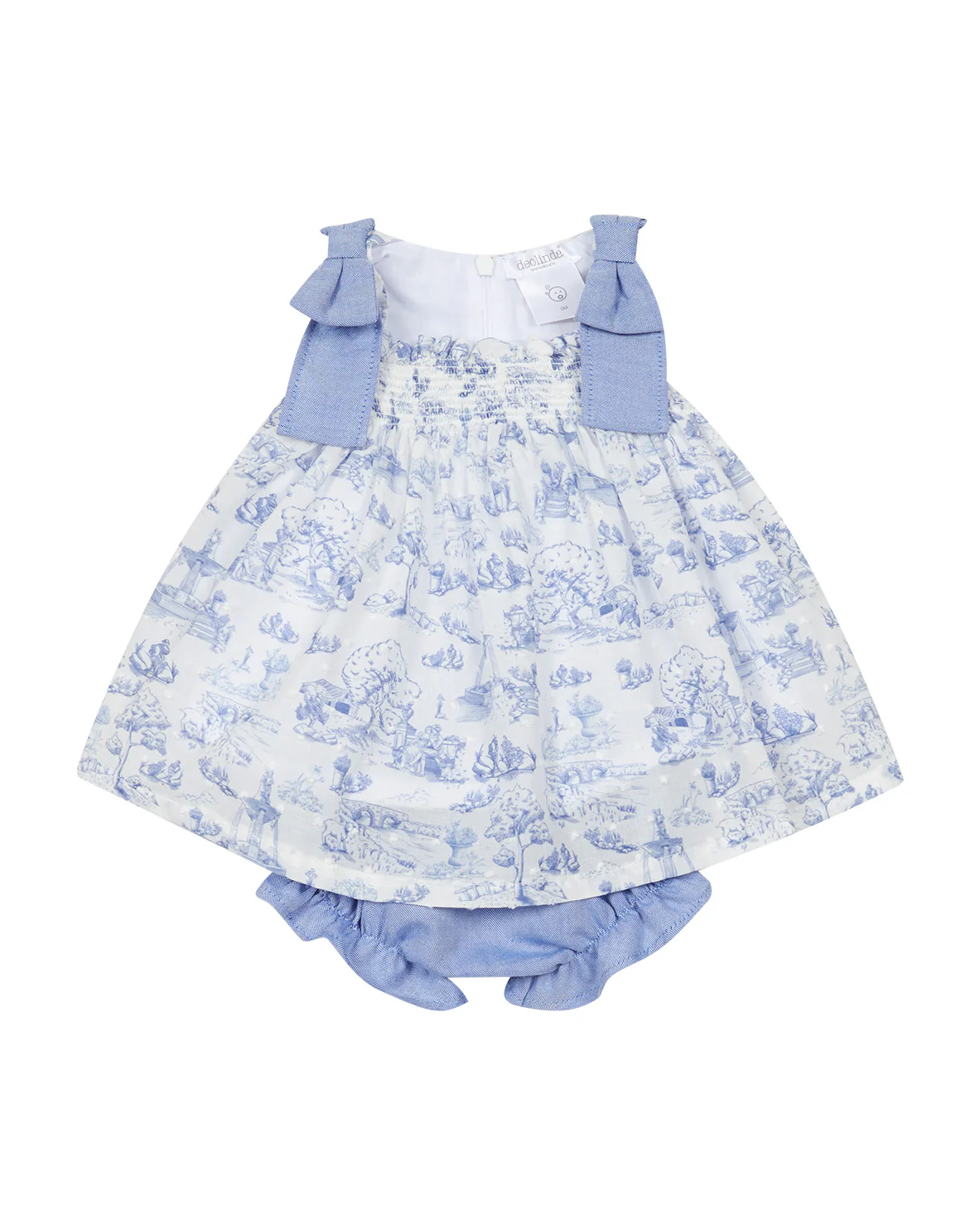 Deolinda Kids Abito + Mutandina Fantasia Bianco e Celeste per Neonate