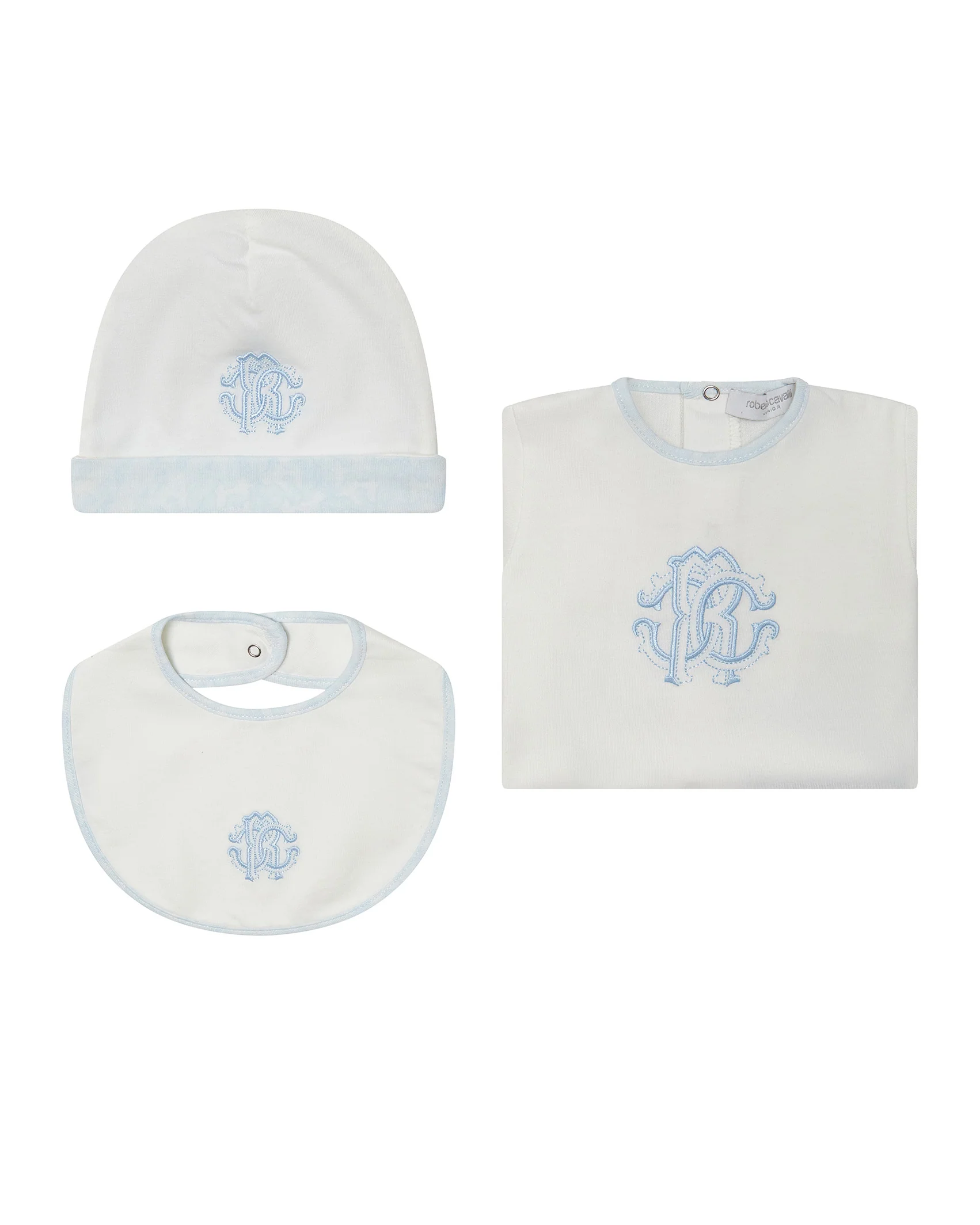 Roberto Cavalli Kids Set Tutina+Bavetto e Cappellino per Neonati