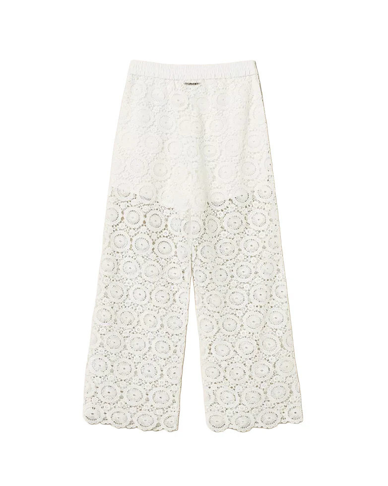 Twinset Kids Pantalone Bianco in Pizzo per Bambine