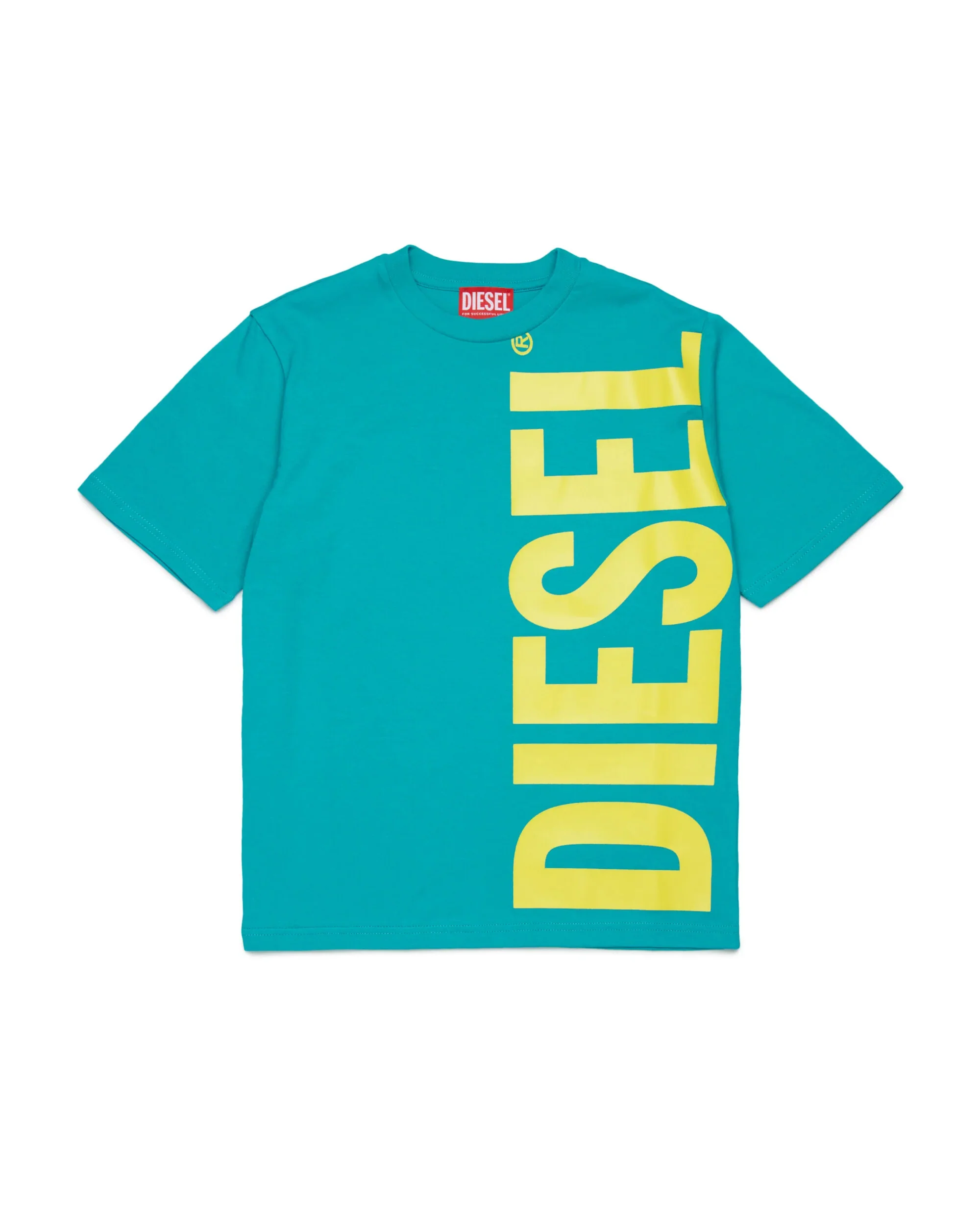 Diesel Kids T-shirt Verde Smeraldo con Maxi Stampa Logo Unisex per Bambini