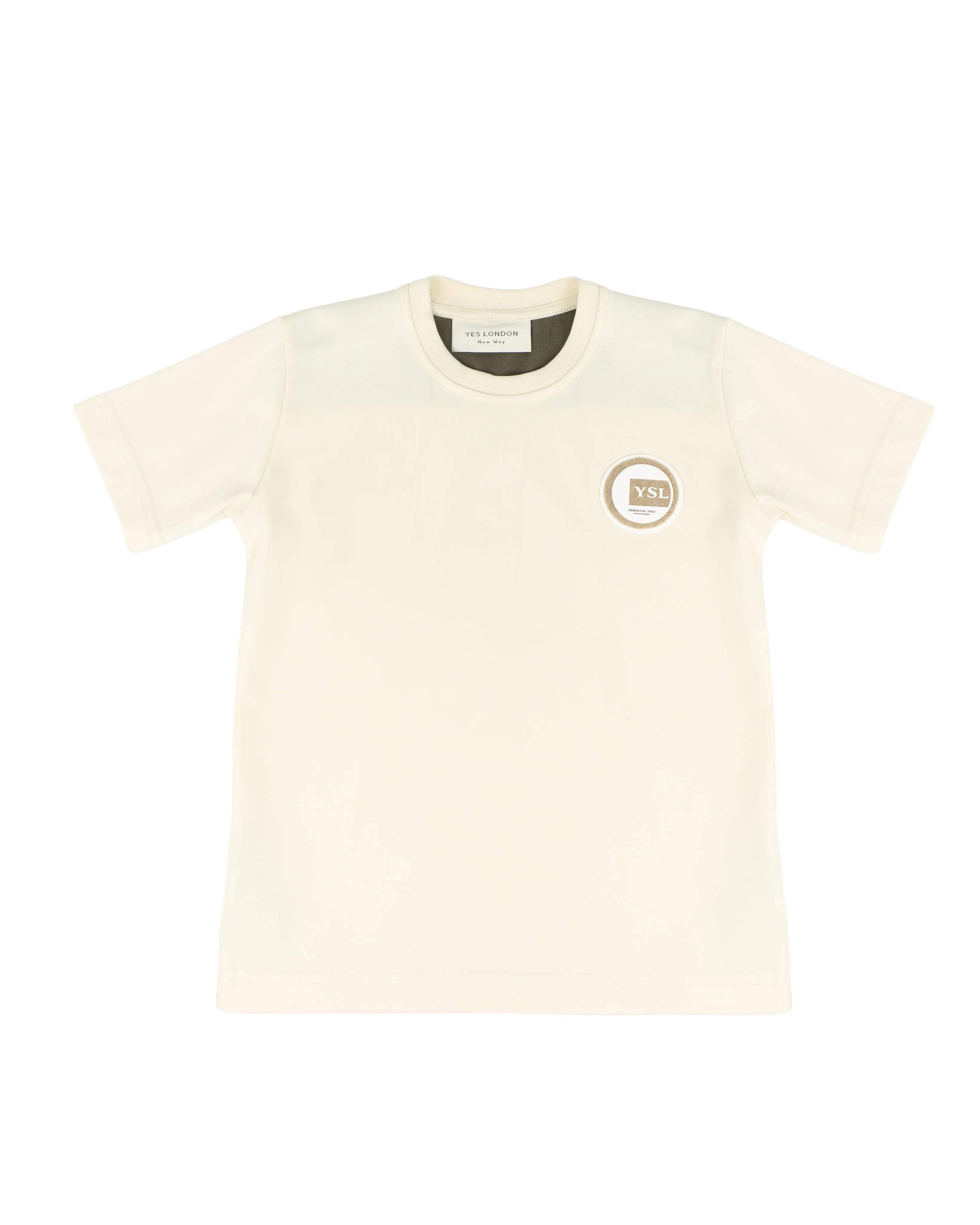Yes London Kids T-Shirt Beige e Verde con Logo per Bambini