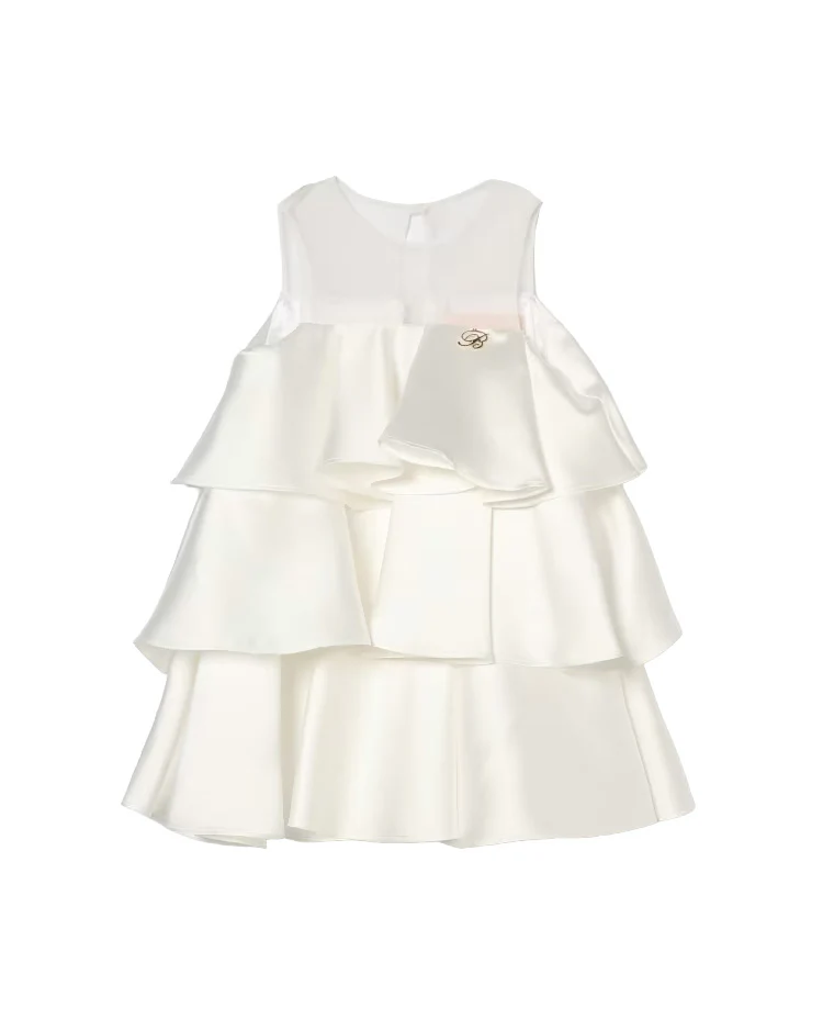 Blumarine Kids Abito Bianco con Balze per Bambine
