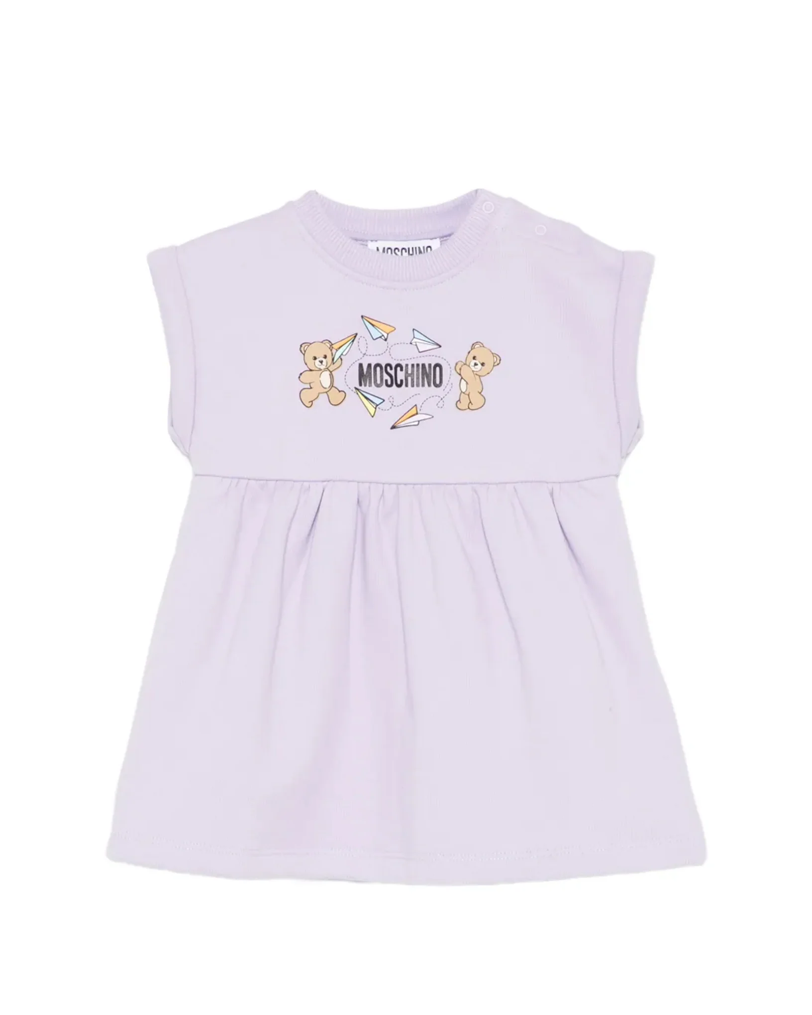 Moschino Kids Abito Lilla con Logo Teddy Bear per Neonate