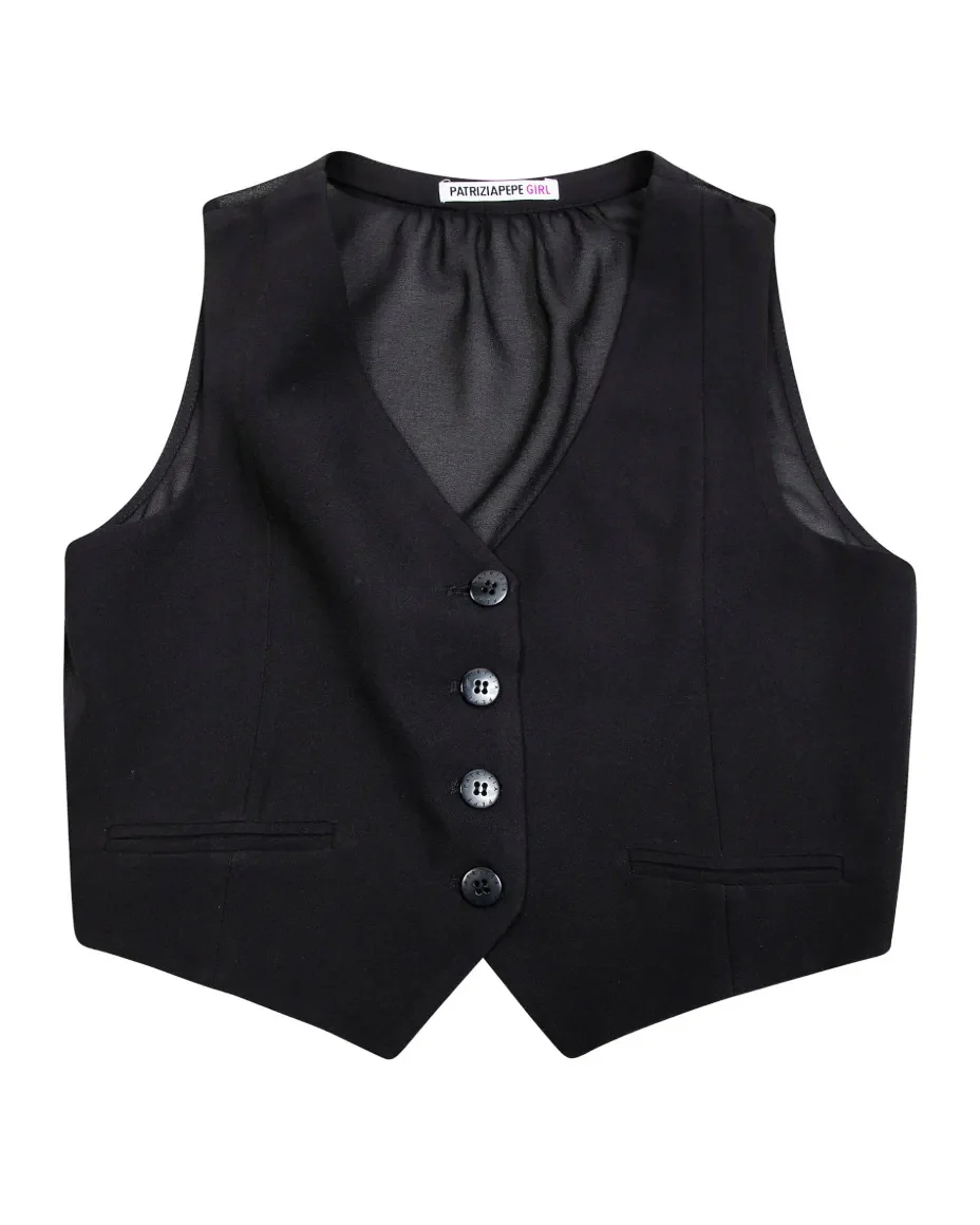 Patrizia Pepe Kids Gilet Nero per Bambine