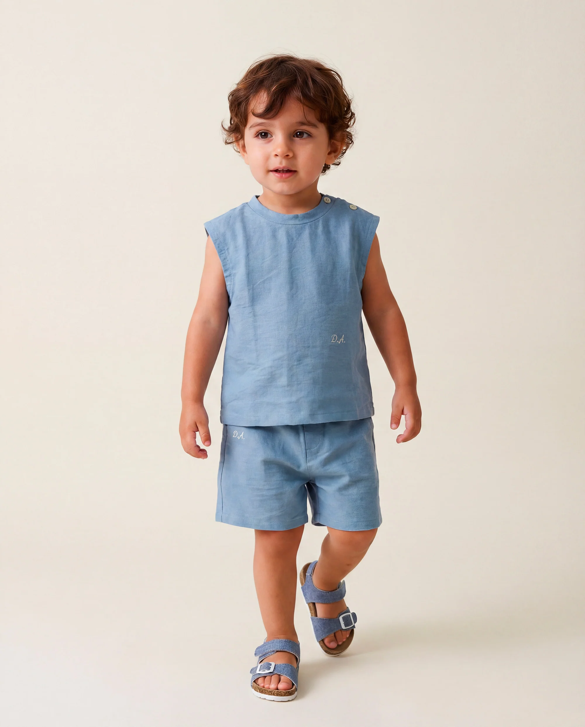 Daniele Alessandrini Kids Canotta Celeste con Logo per Neonati