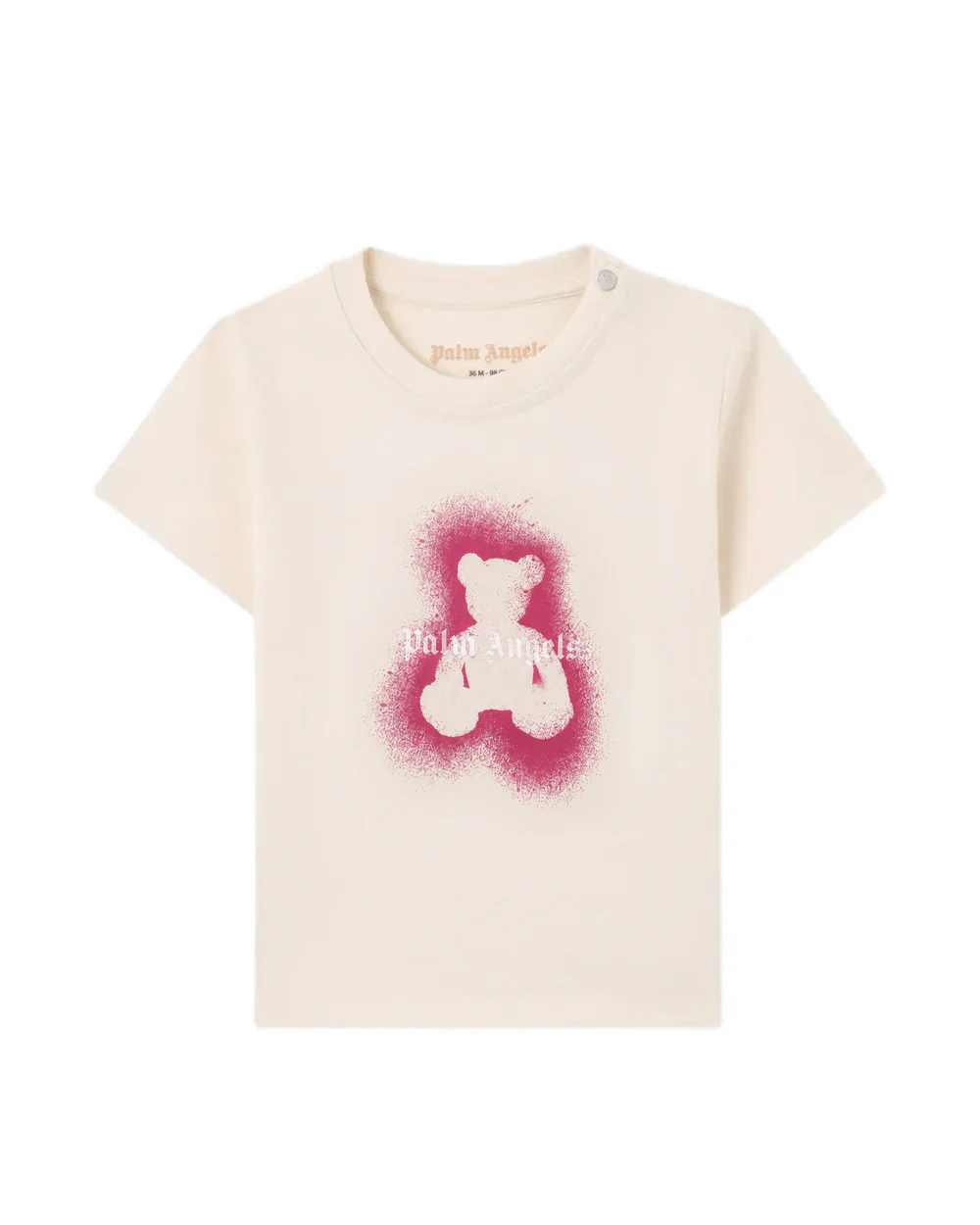 Palm Angels Kids T-Shirt Off-White con Stampa Teddy e Logo per Neonate