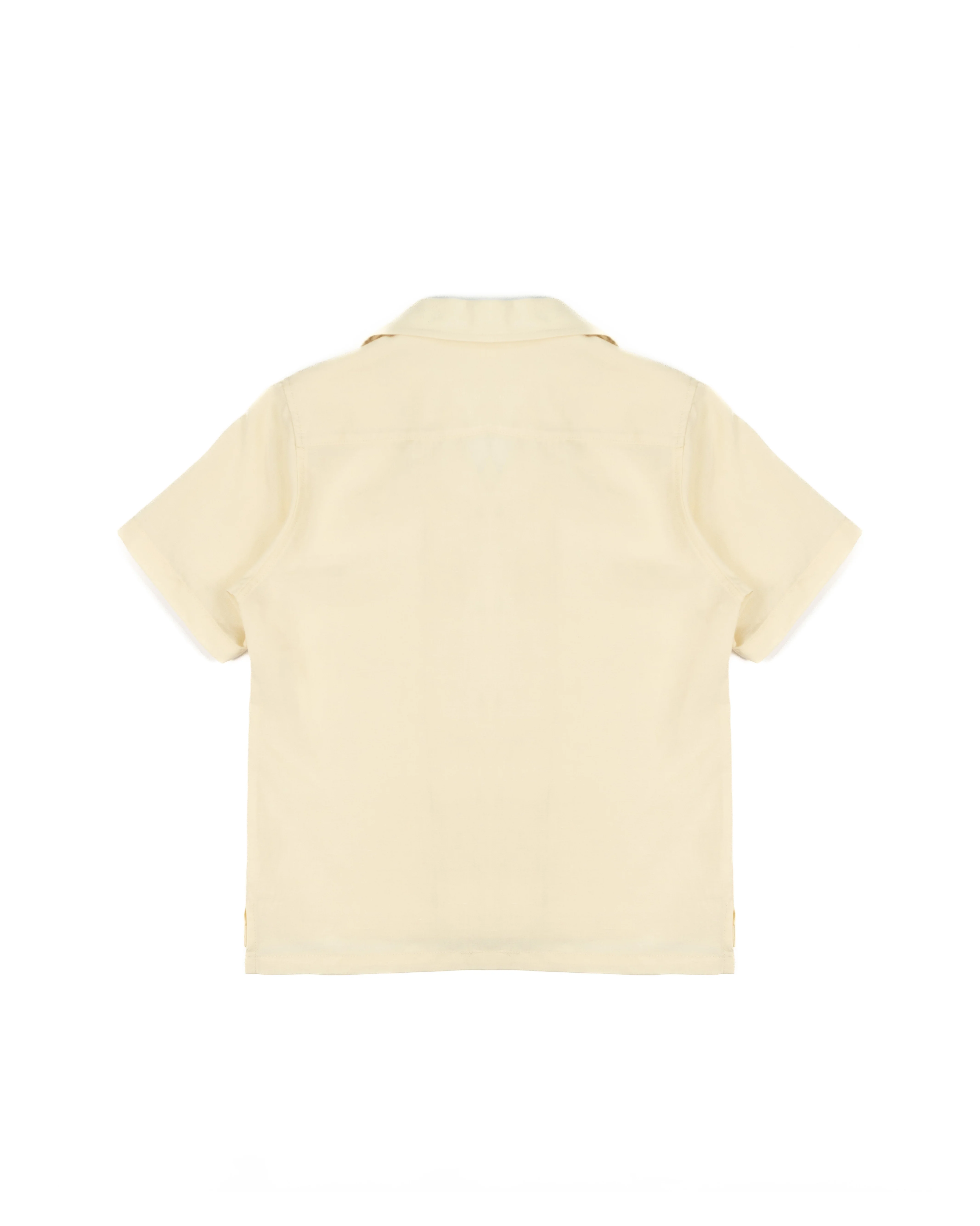 Yes London Kids Camicia Beige Monocolore con Bottoni a Contrasto per Bambini