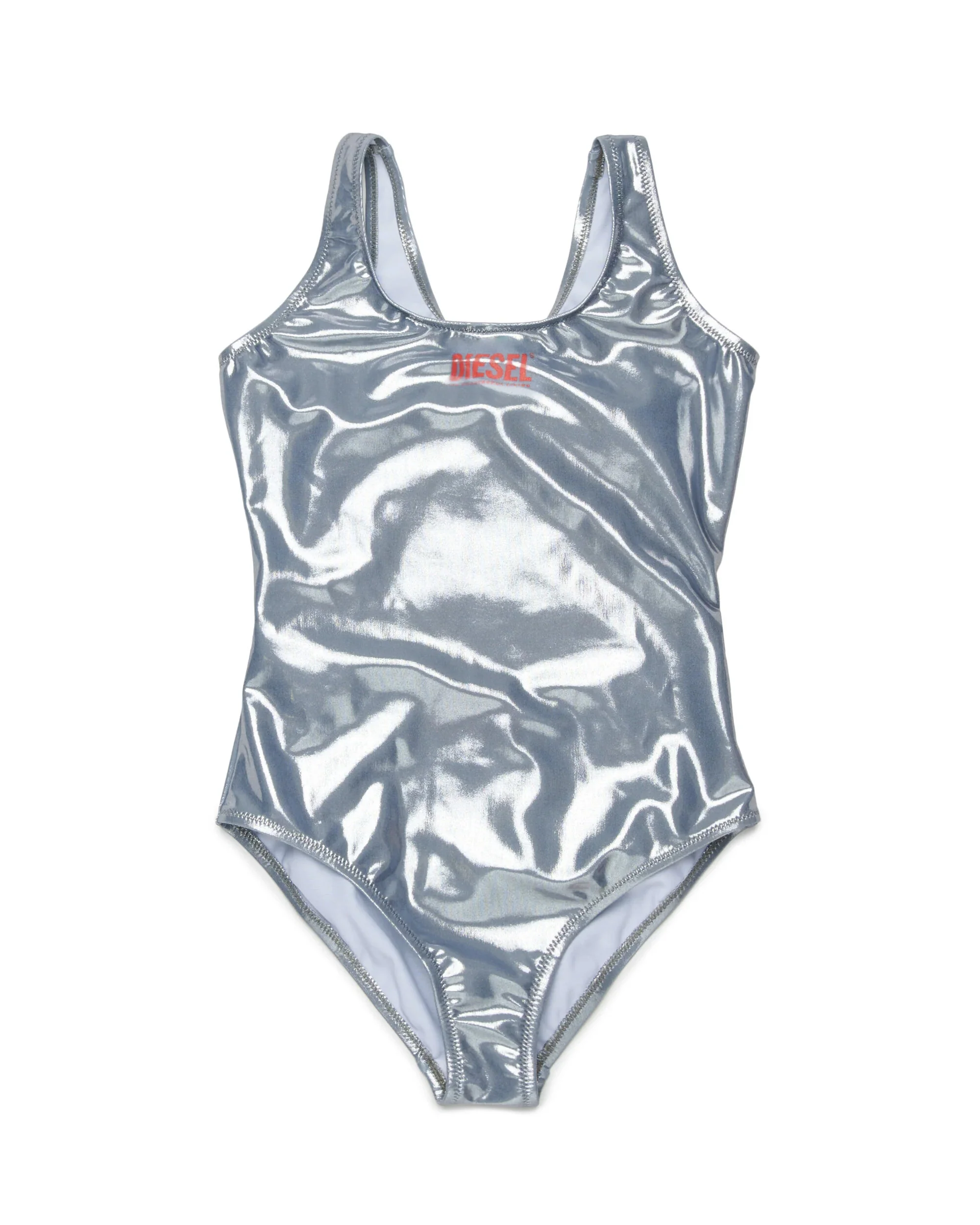 Diesel Kids Costume Intero Argento con Stampa Logo per Bambine
