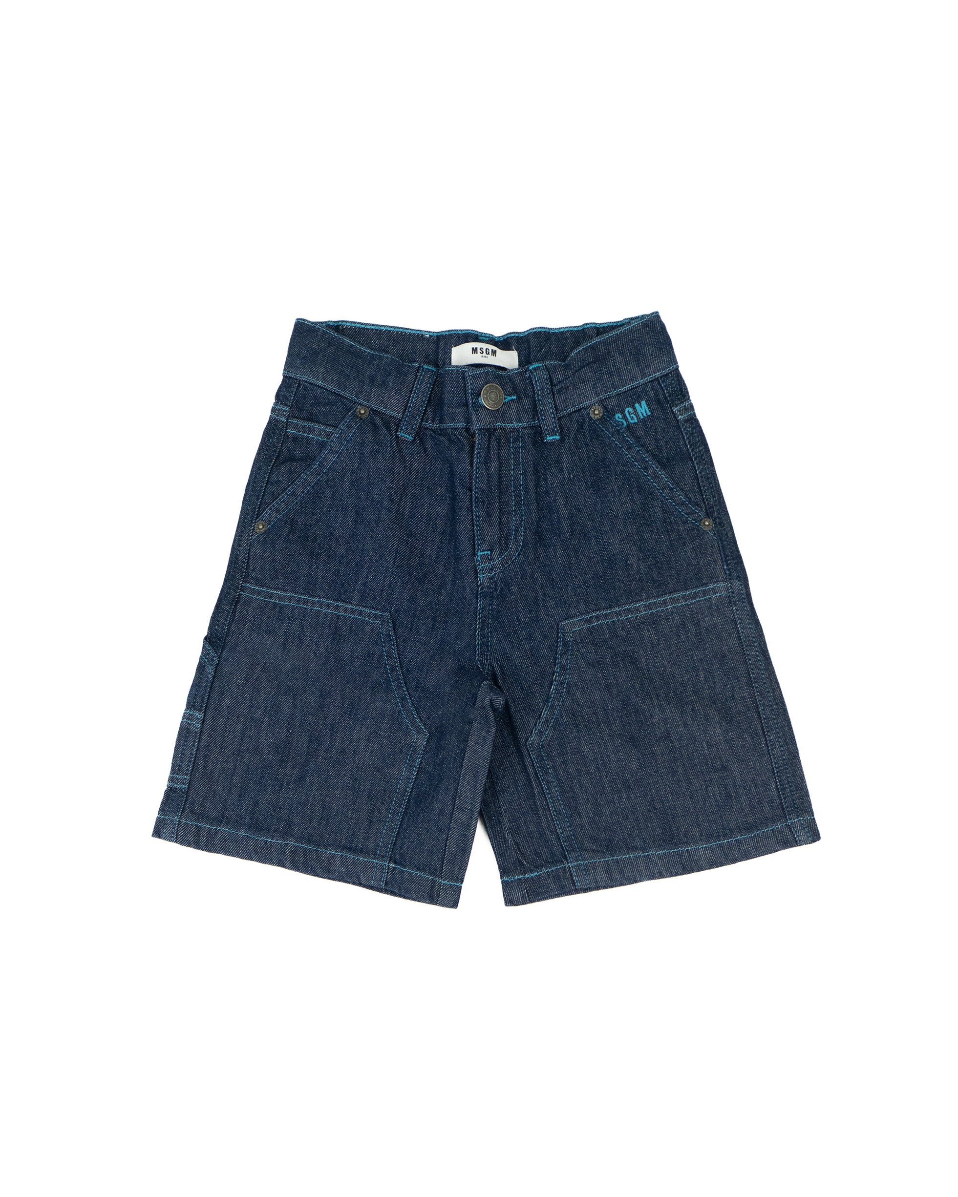 Msgm Kids Short in Denim Lavaggio 0 per Bambini