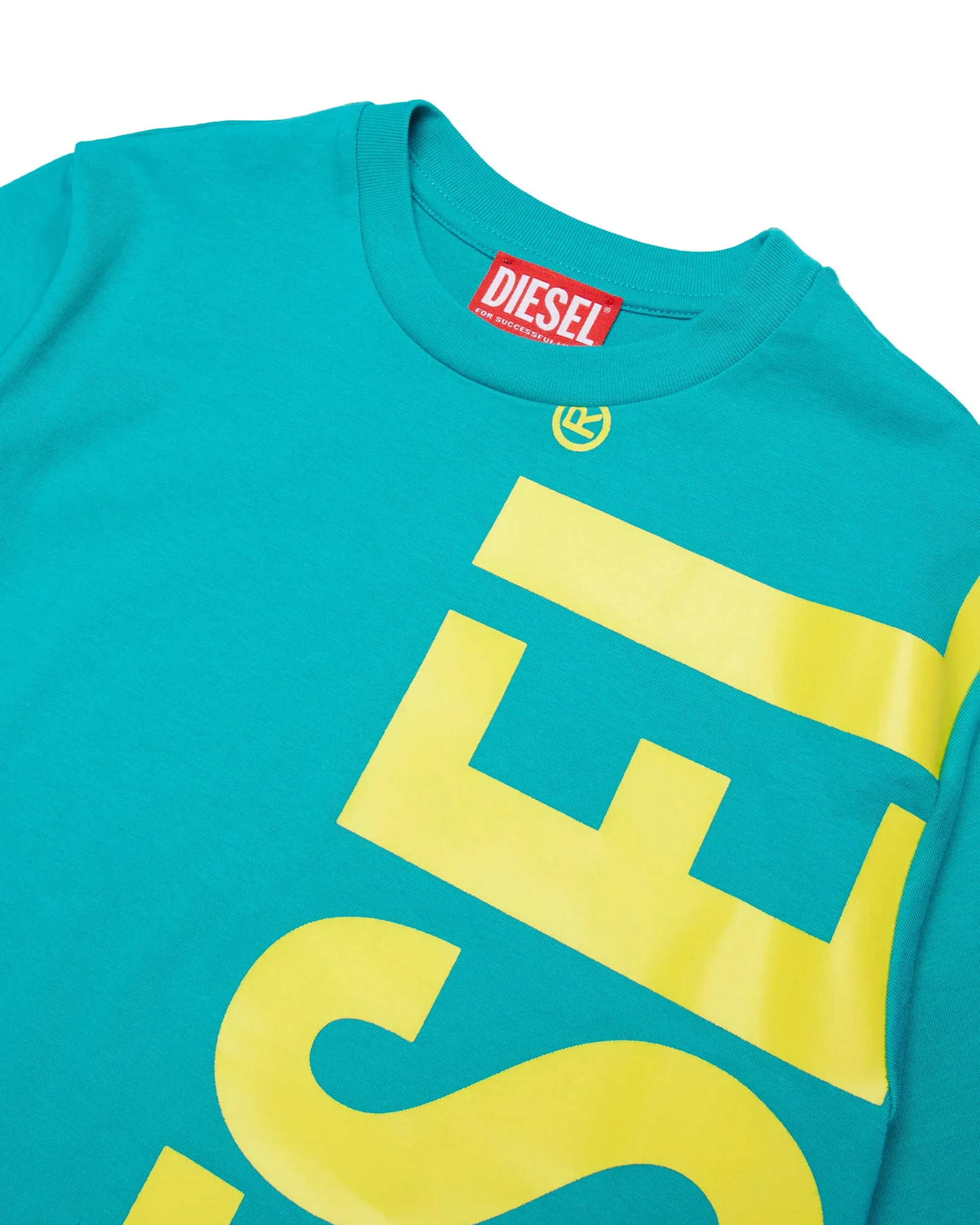 Diesel Kids T-shirt Verde Smeraldo con Maxi Stampa Logo Unisex per Bambini