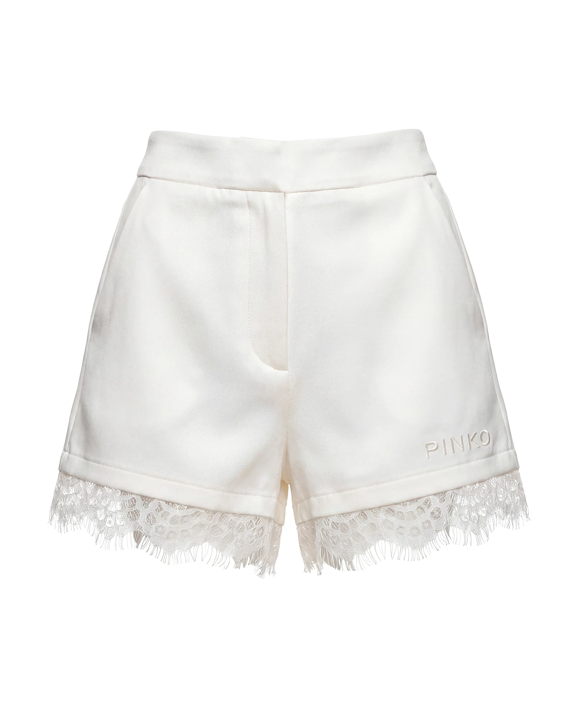 Pinko Kids Short Pristine con Dettagli in Pizzo e Logo per Bambine