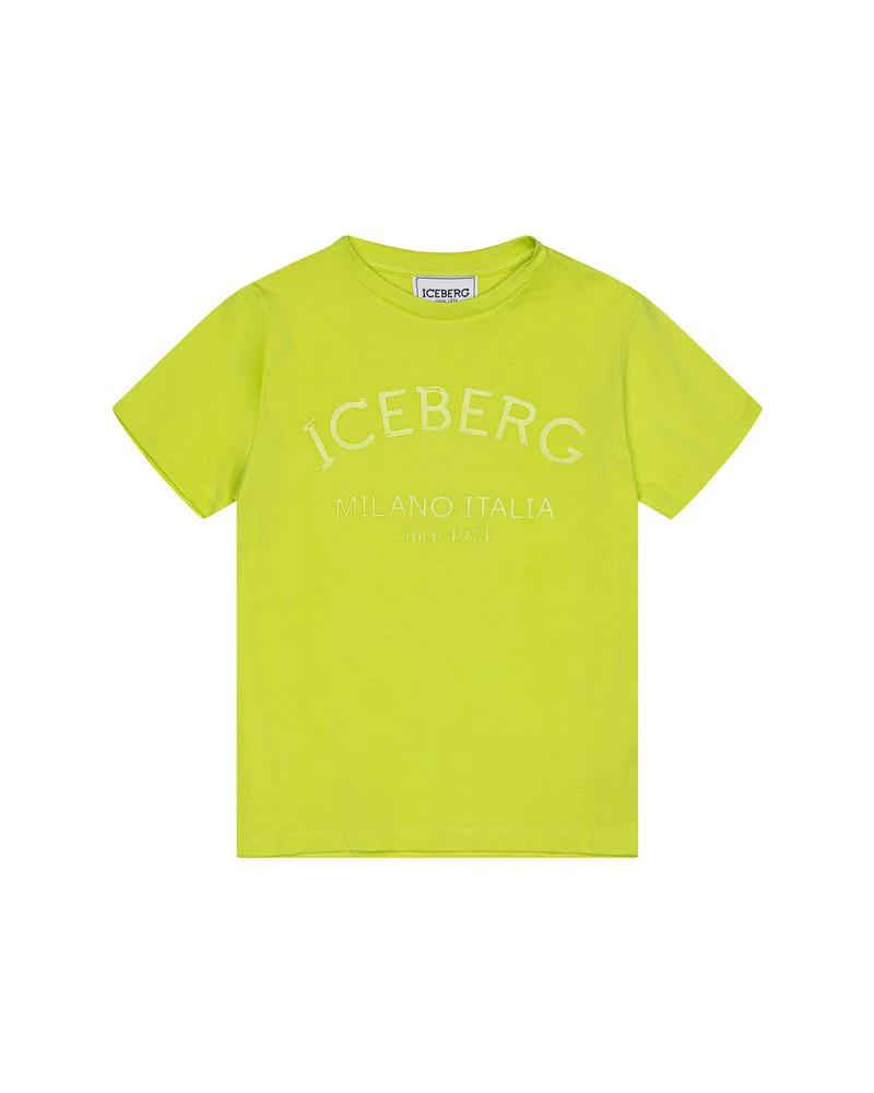 Iceberg Kids T-Shirt Lime con Stampa Logo per Bambini