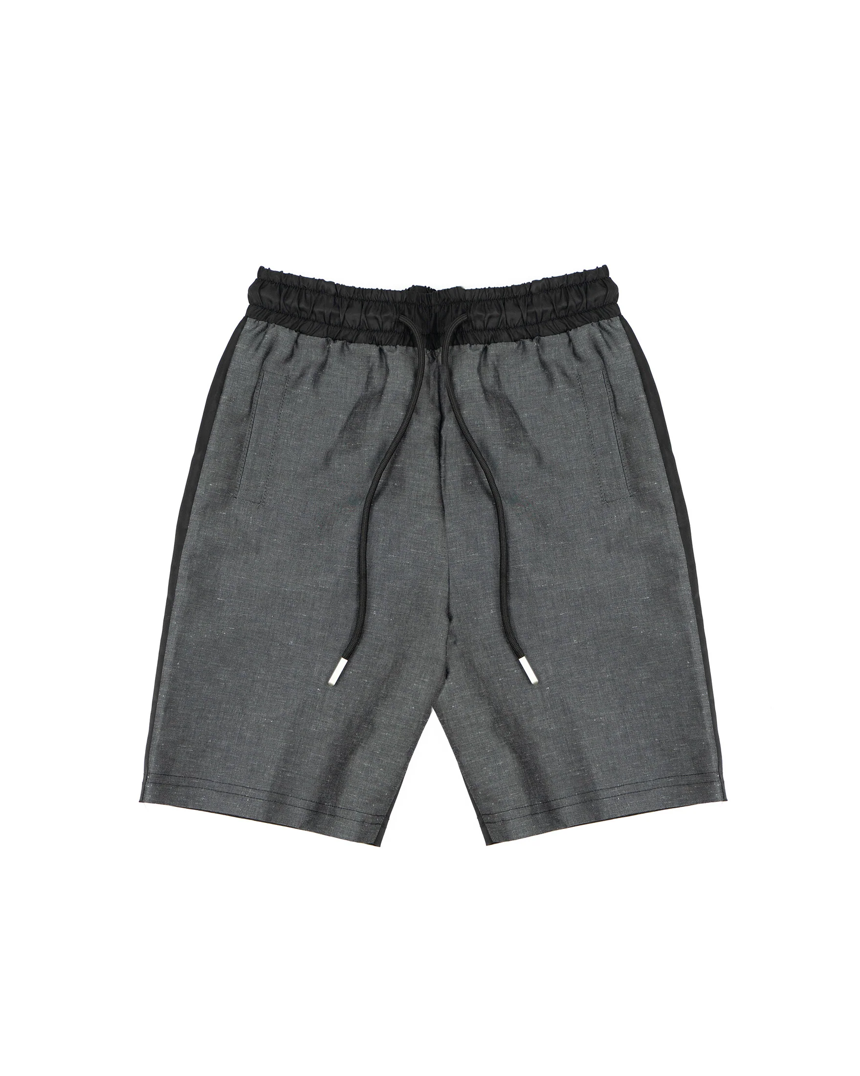 Yes London Kids Bermuda Nero e Grigio a Contrasto con Laccio e Applicazione Logo sul Retro per Bambini