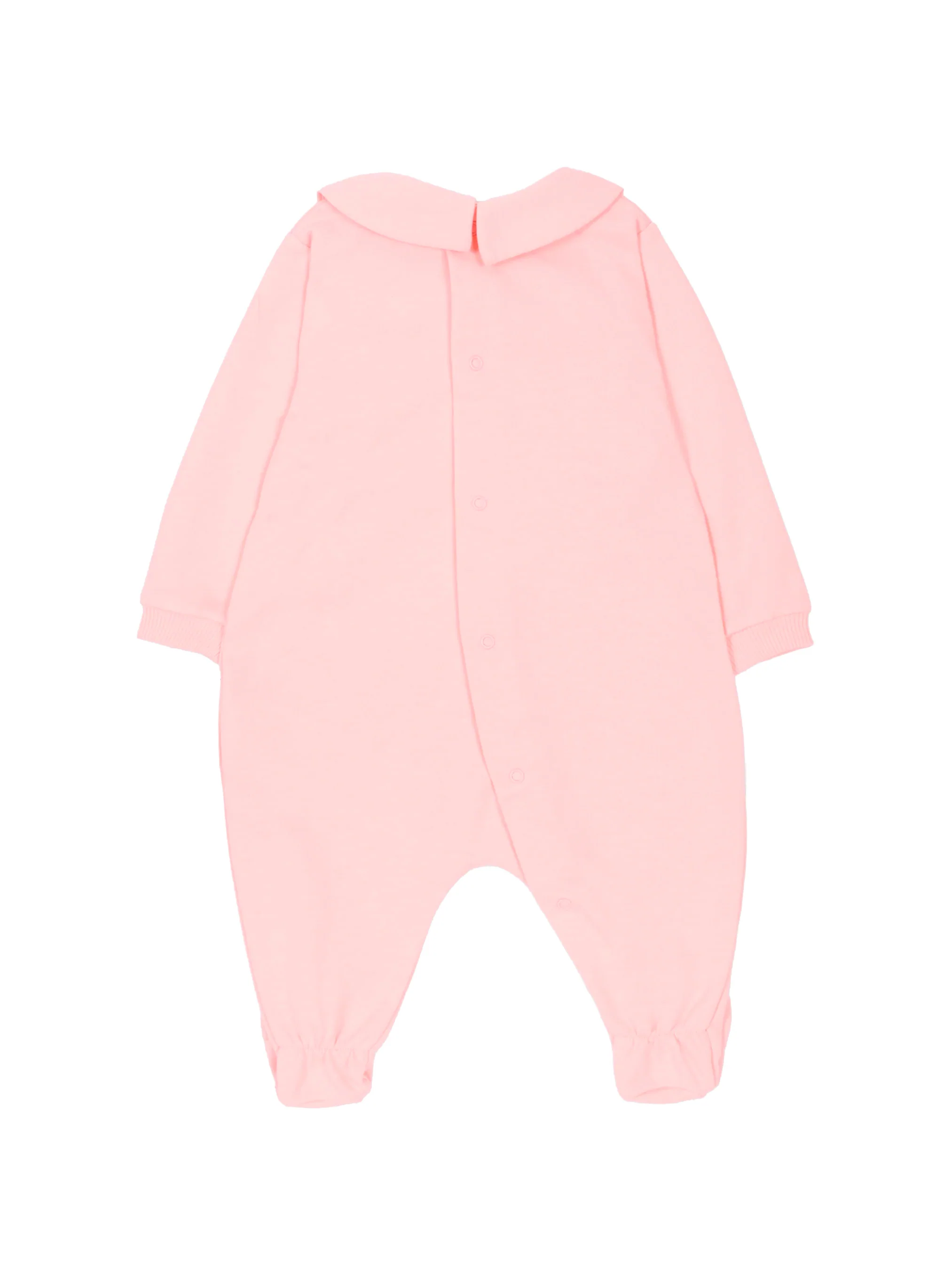 Moschino Kids Tutina Rosa con Stampa Logo Teddy per Neonate