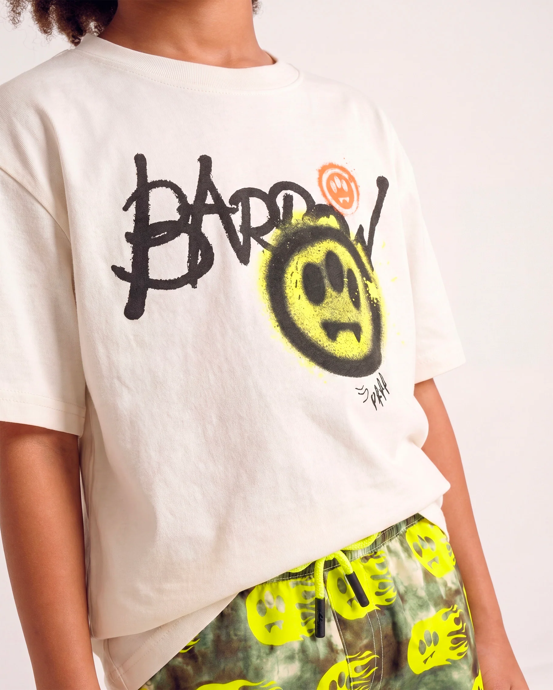 Barrow Kids T-Shirt Crema con Stampa Logo per Bambini