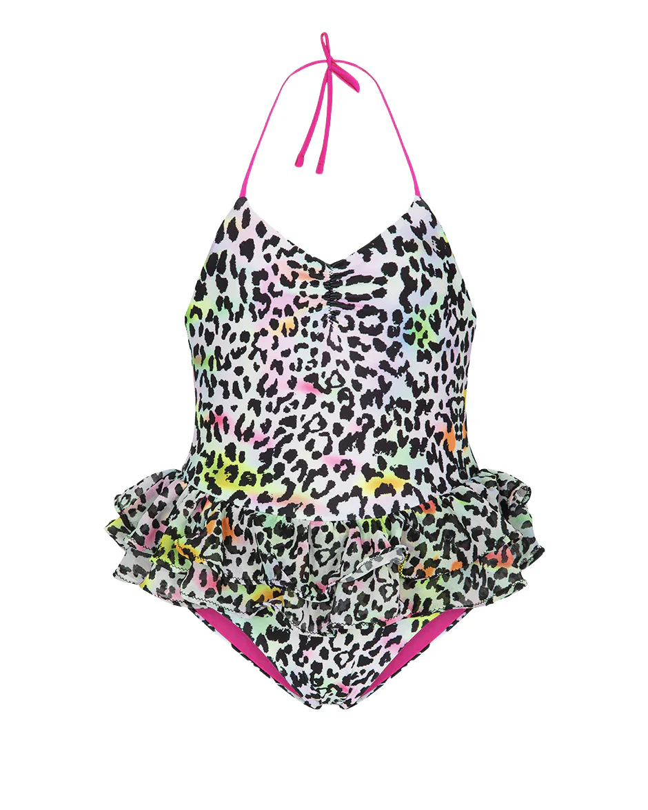 F**K Kids Costume Intero Fantasia Leopardato Multicolor per Neonate