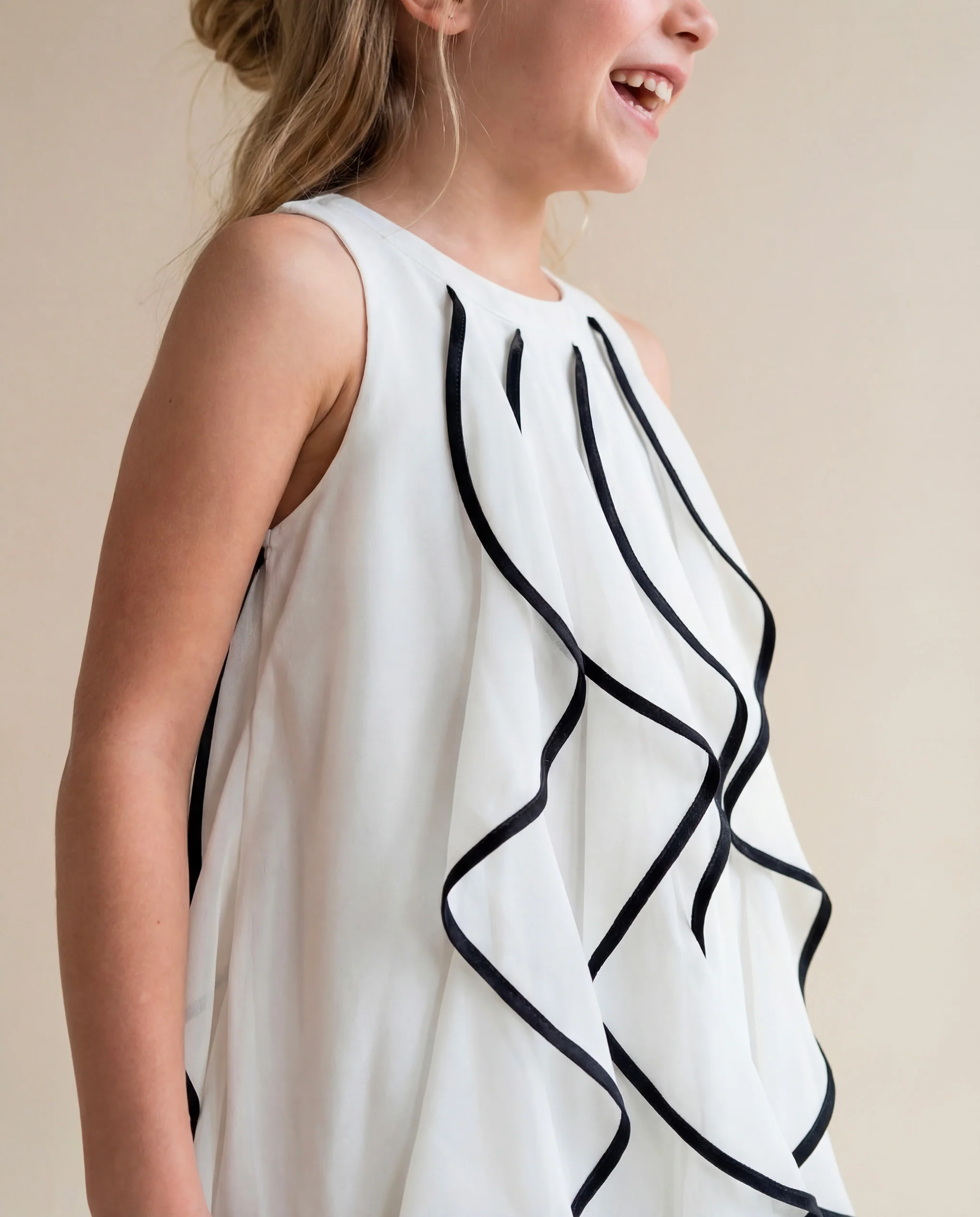 Patrizia Pepe Kids Abito Bianco/Nero con Rouches per Bambine
