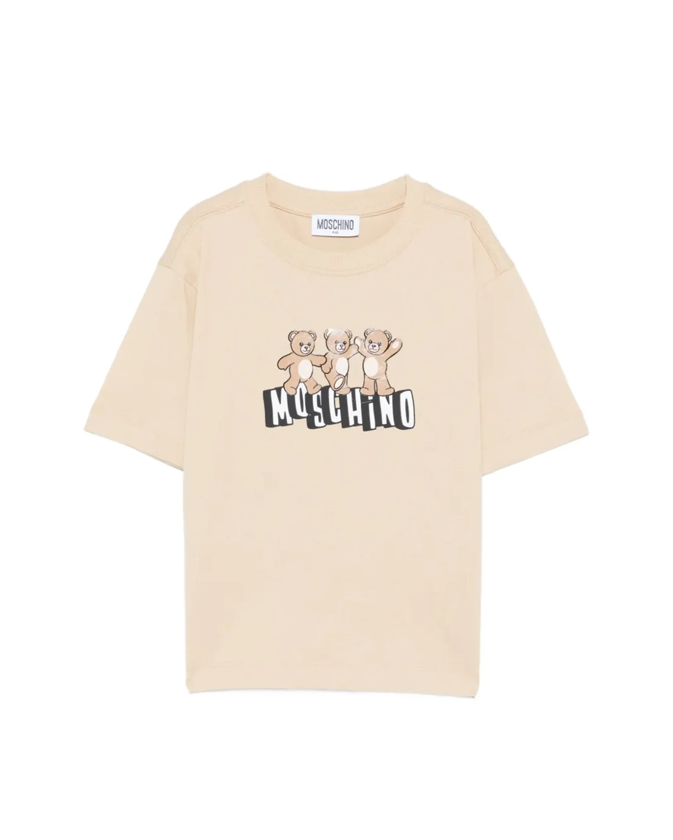 Moschino Kids T-shirt Beige con Logo Teddy Bear per Bambini