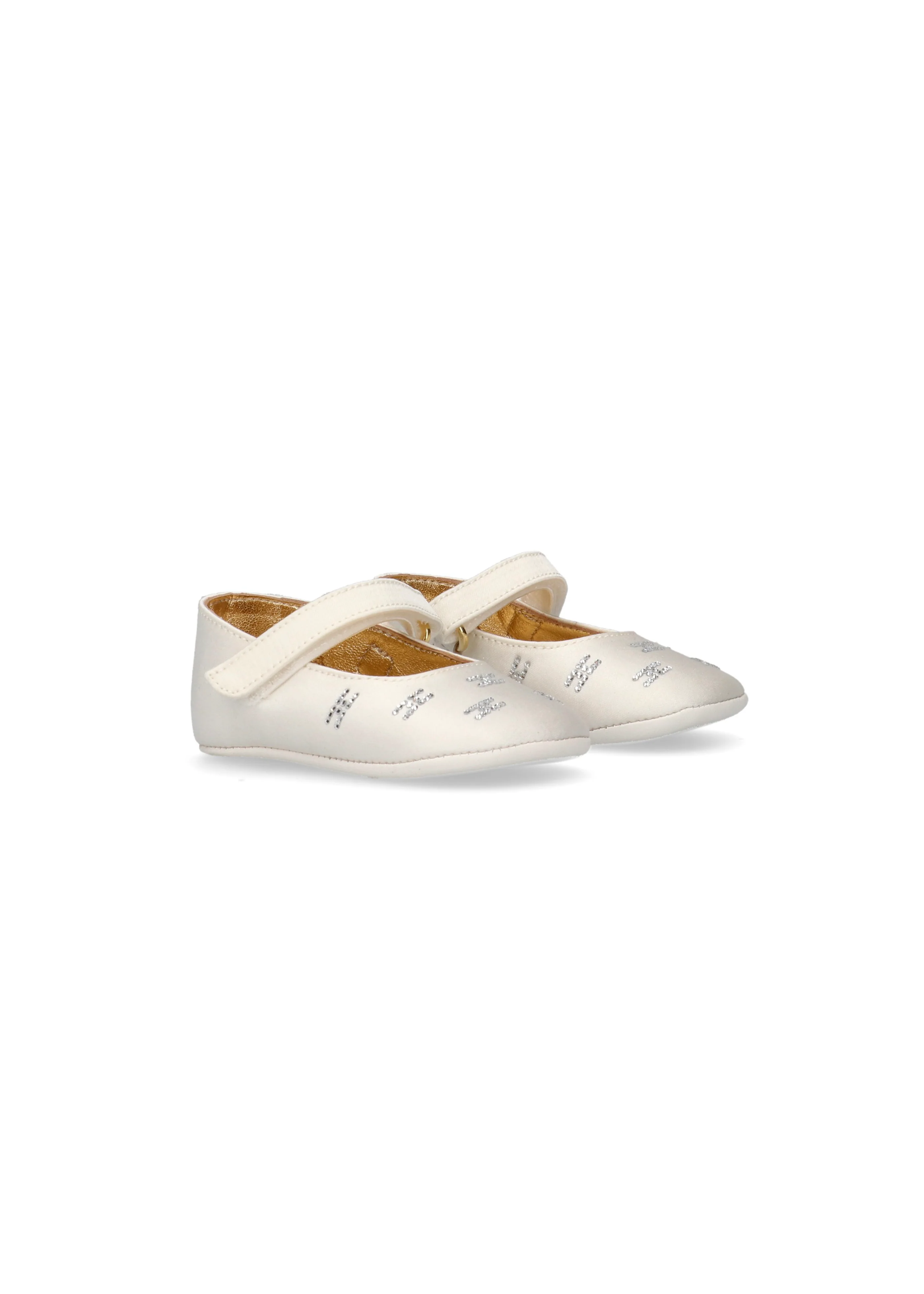 Elisabetta Franchi La Mia Bambina Ballerine Avorio con Strass per Neonate