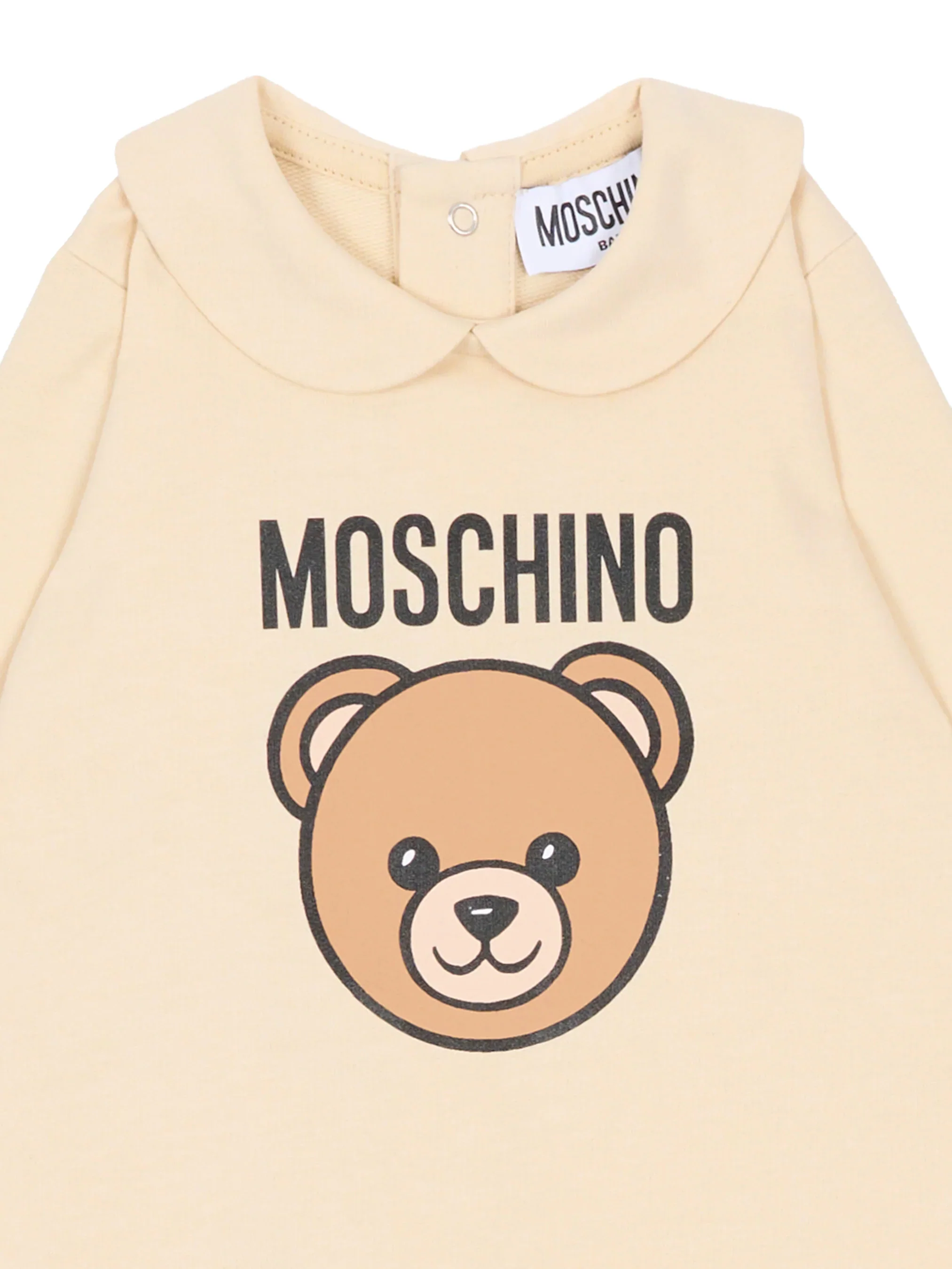 Moschino Kids Tutina Beige con Stampa Logo Teddy per Neonati