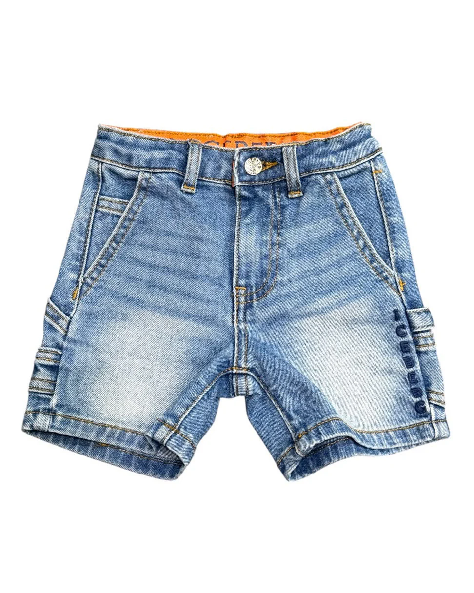 Iceberg Kids Bermuda in Denim Blu con Ricamo Logo per Neonati