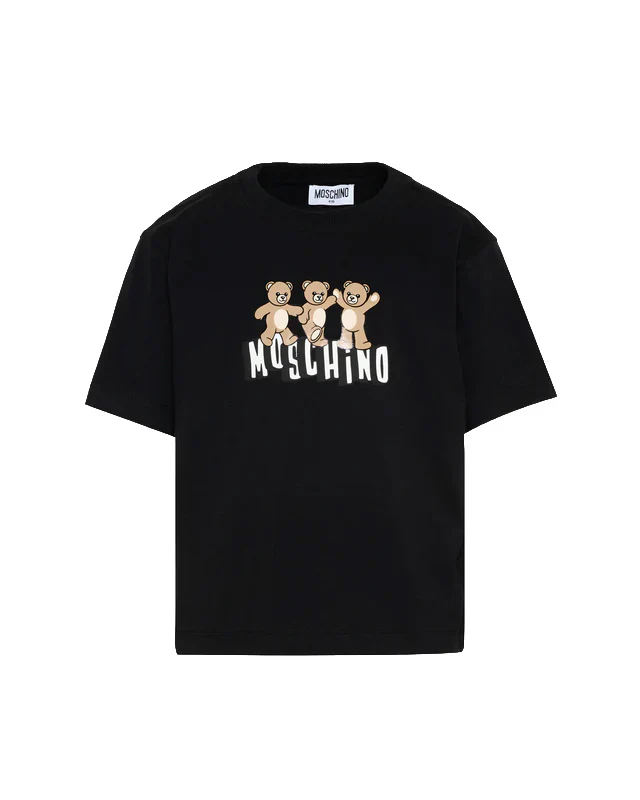 Moschino Kids Maxi T-Shirt Nero con Teddy Bear per Bambini