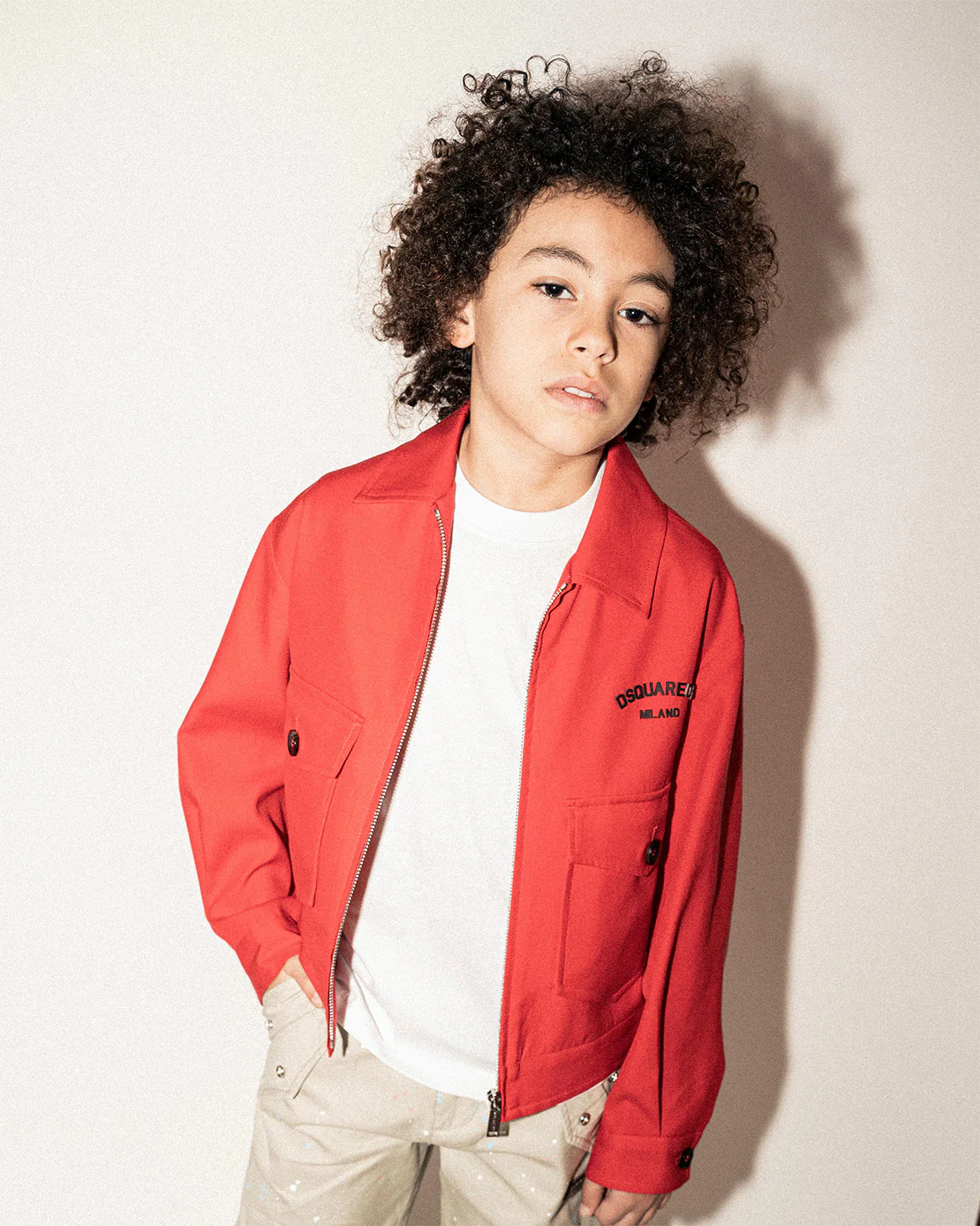 Dsquared2 Kids Giacca Rosso con Zip e Tasconi per Bambini