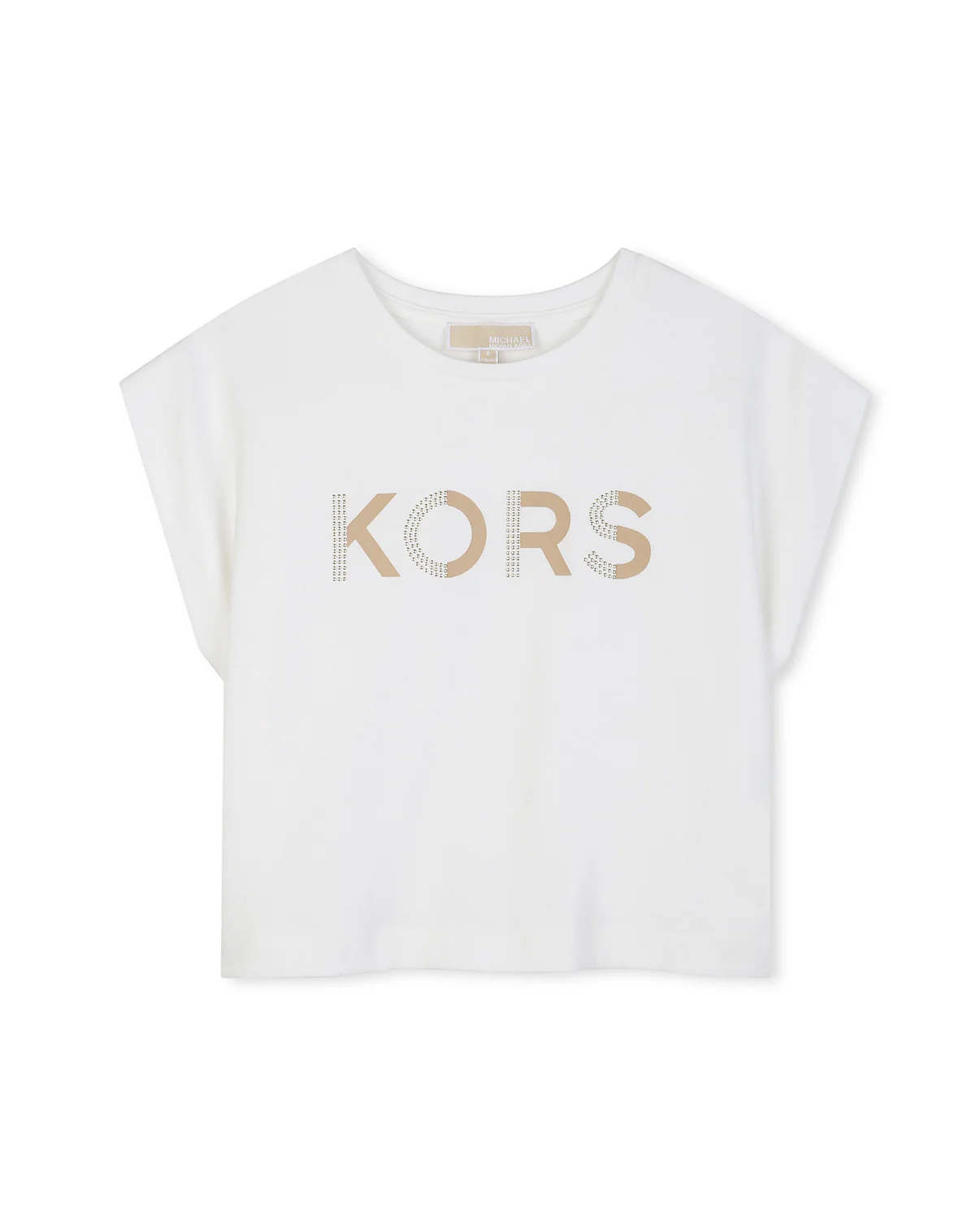 Michael Kors Kids T-Shirt Bianco con Logo Strass per Bambine