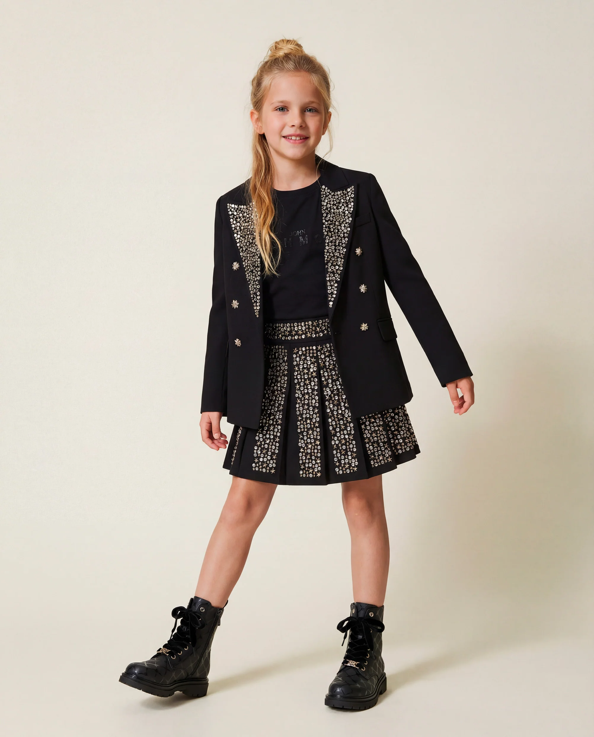 John Richmond Kids T-Shirt Nero con Stampa Logo per Bambini