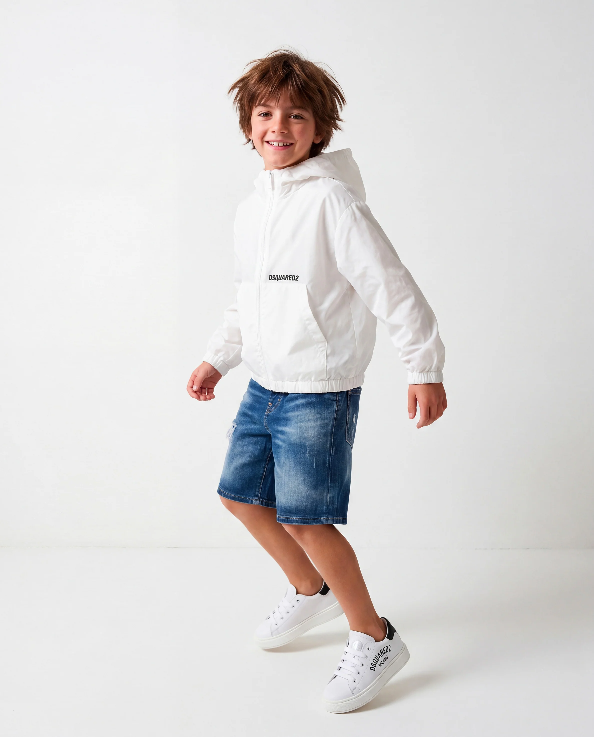 Dsquared2 Kids Bermuda in Denim con Patch Logo sul Retro per Bambini