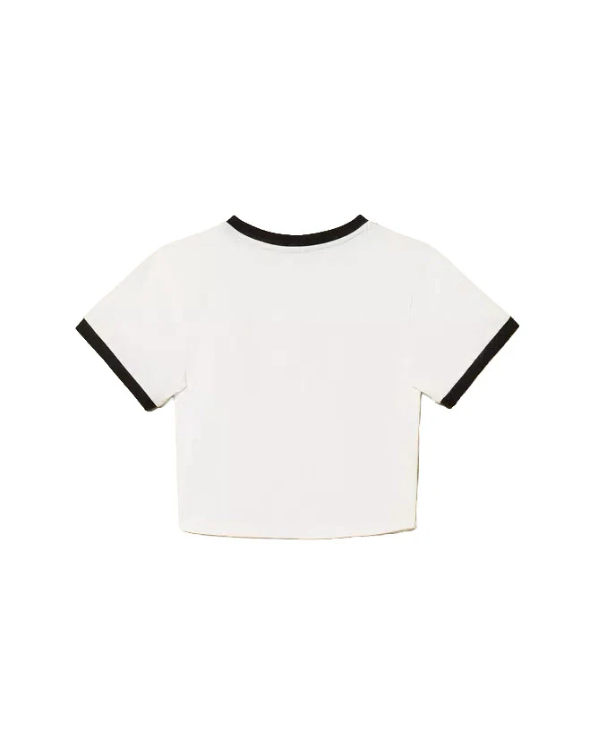 Twinset Kids T-Shirt Bianco e Nero con Logo per Bambine
