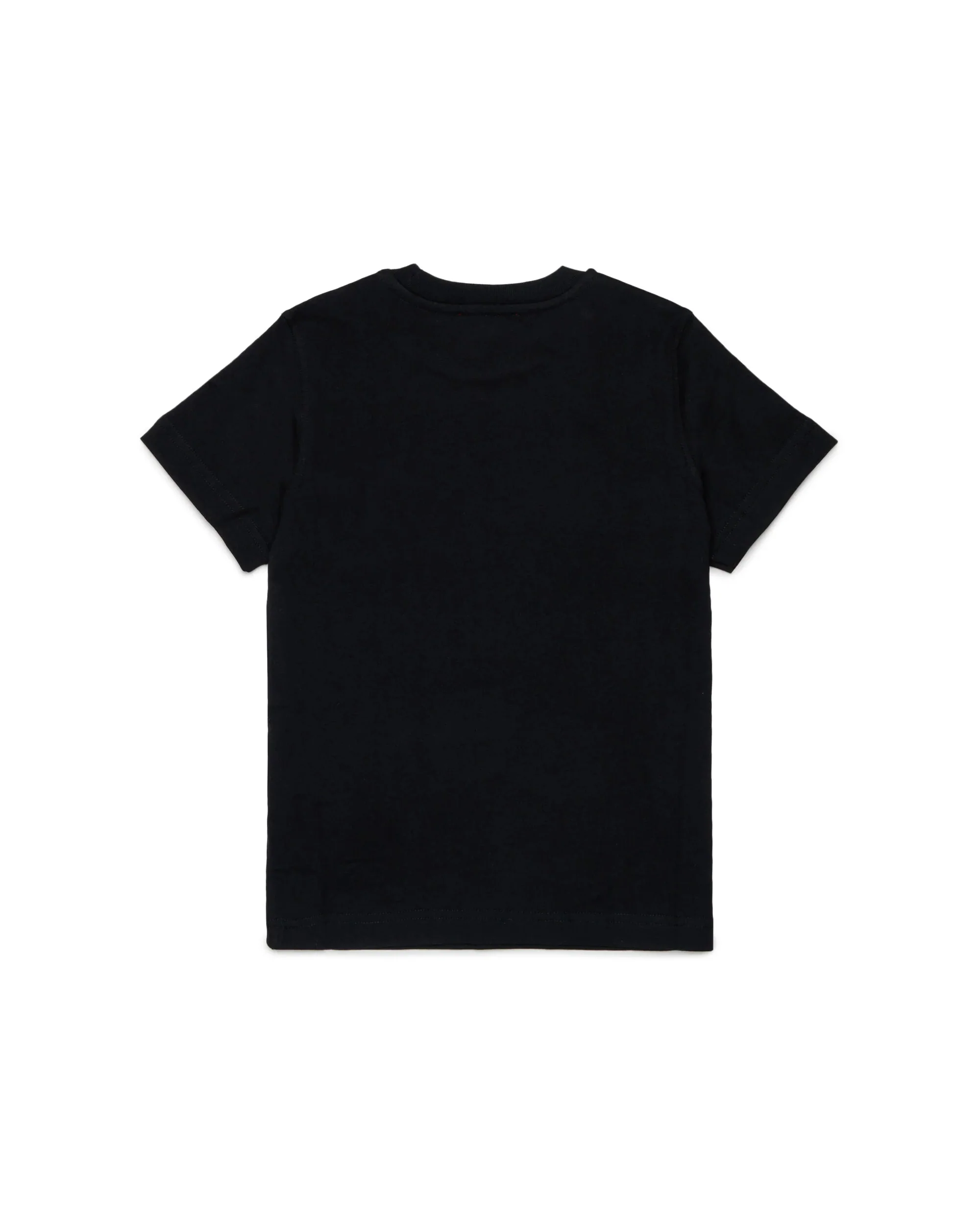 Diesel Kids T-shirt Nera con Etichetta Logo Unisex per Bambini