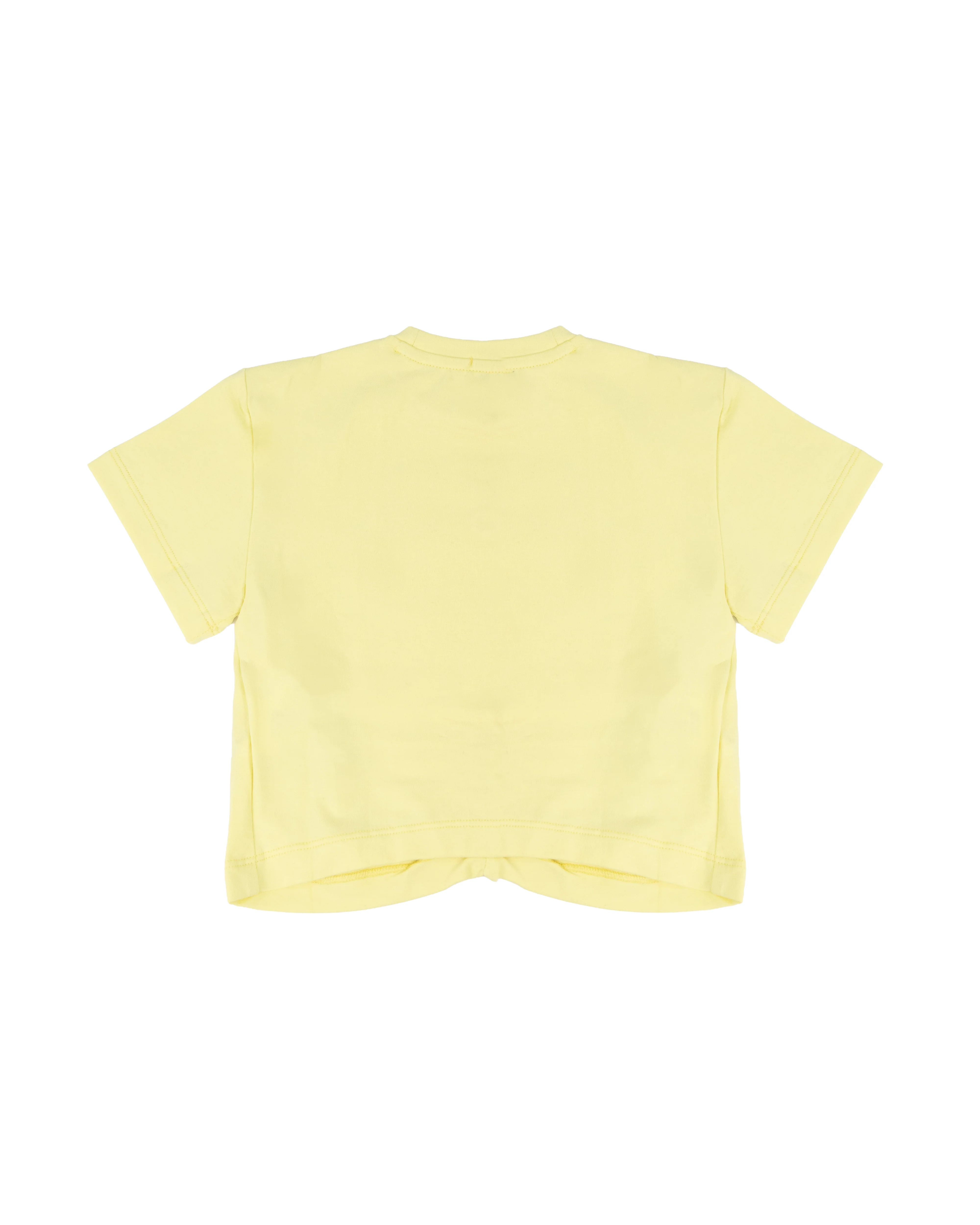 Pinko Kids T-Shirt Gialla Crop Arricciata per Bambine