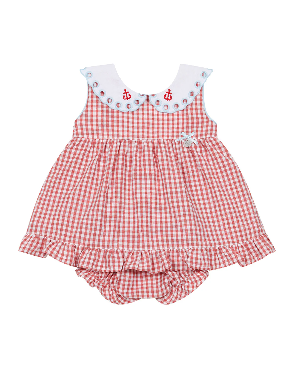 Deolinda Kids Abito + Mutandina Fantasia Quadretti Rossi per Neonate